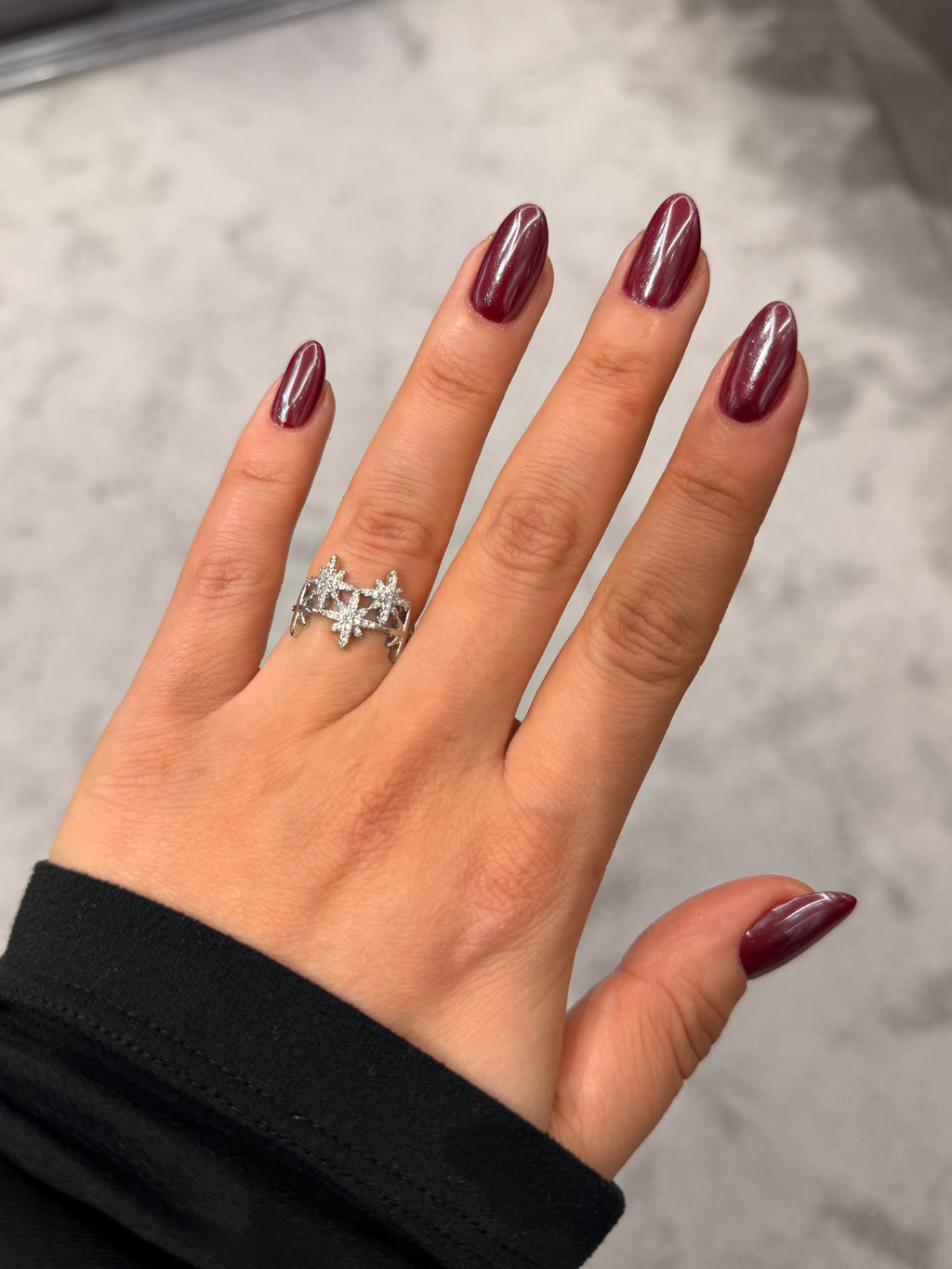 Pırlanta Kar Tanesi Silver Ayarlanabilir Yüzük