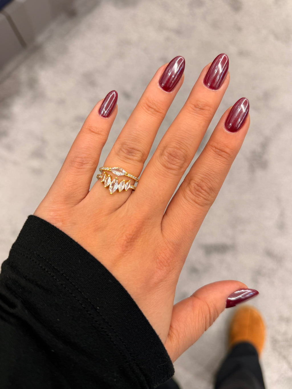 Çift Yüzük Görünümlü Pırlanta Tac Model Ayarlanabilir Yüzük Gold