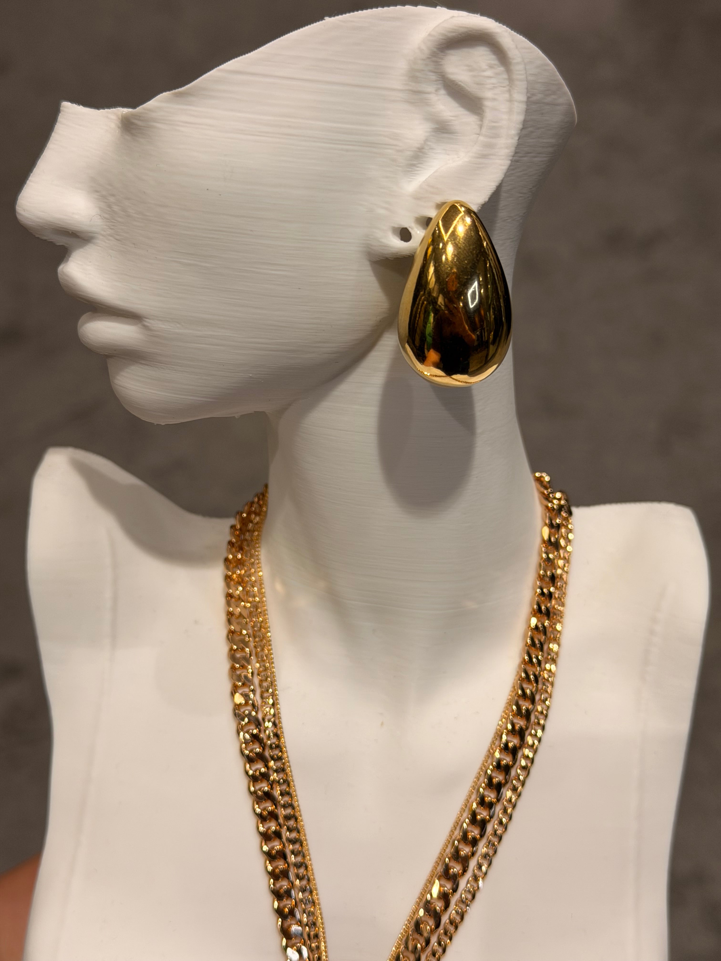 Büyük Damla Model Küpe Gold Ürün ana görseli