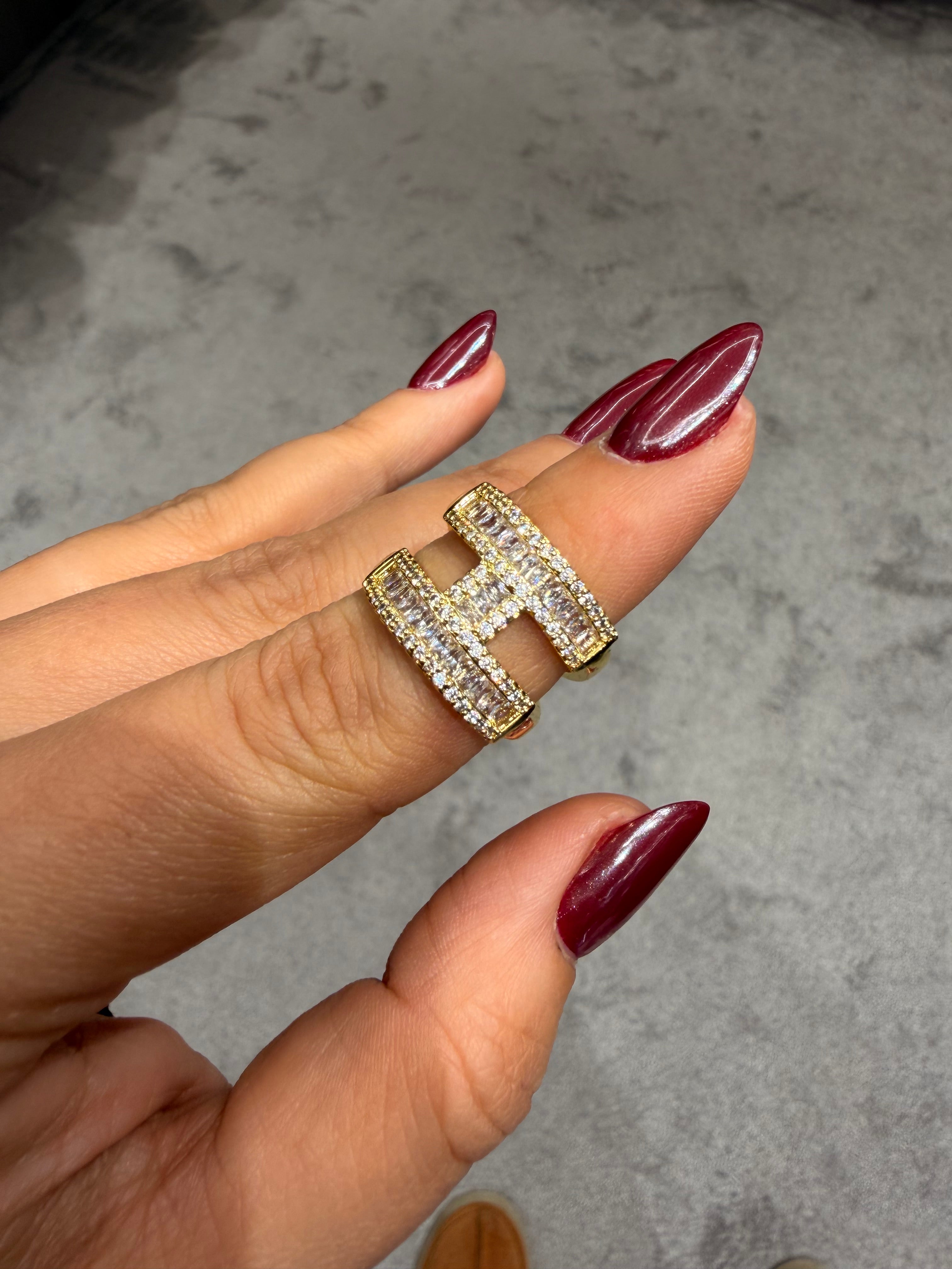 Marka Model Tasarım Pırlanta Taşlı Ayarlanabilir Yüzük Gold Ürün ikincil görseli