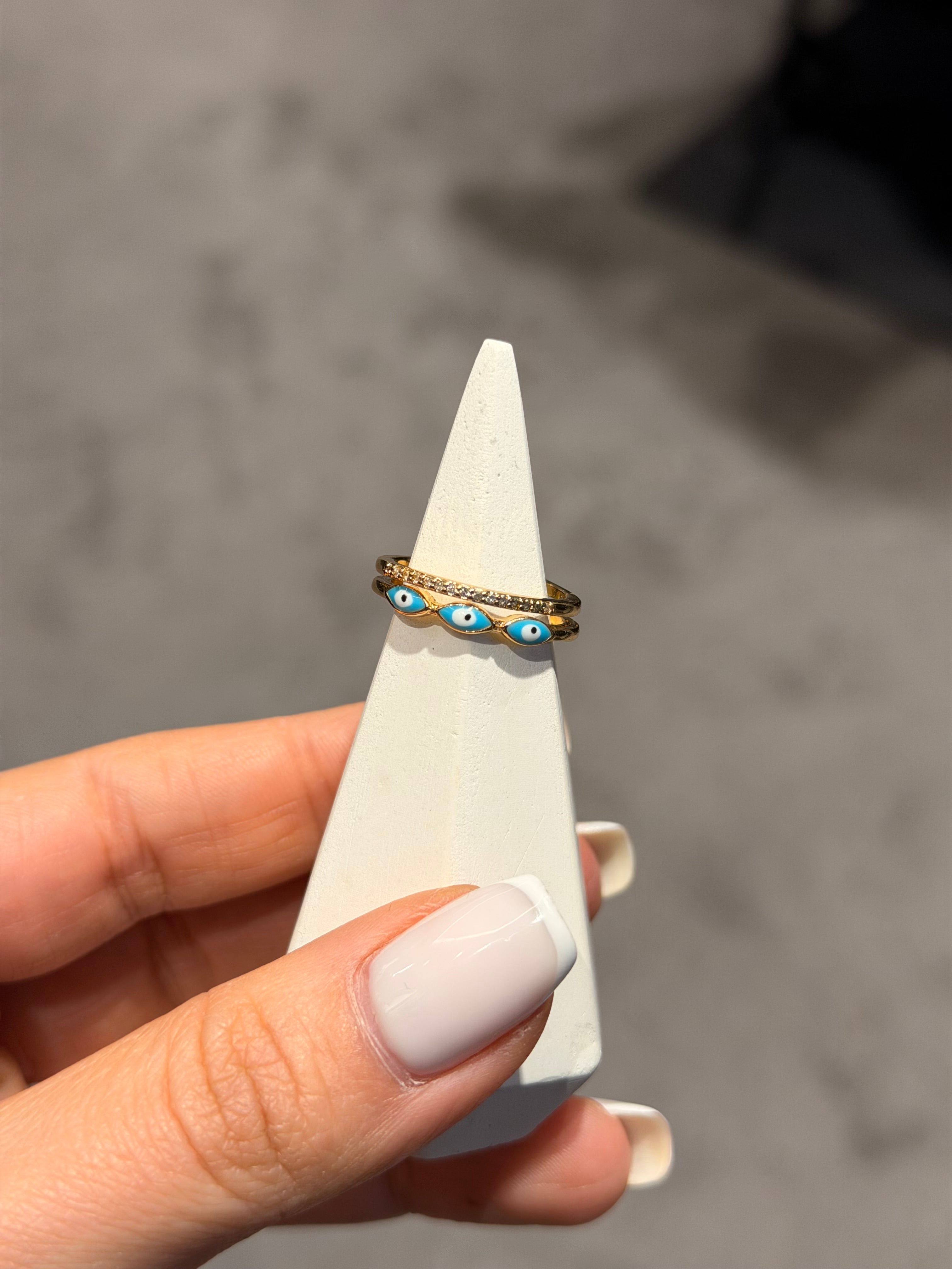 Nazar Boncuk Model Ayarlanabilir Yüzük Gold Ürün ikincil görseli