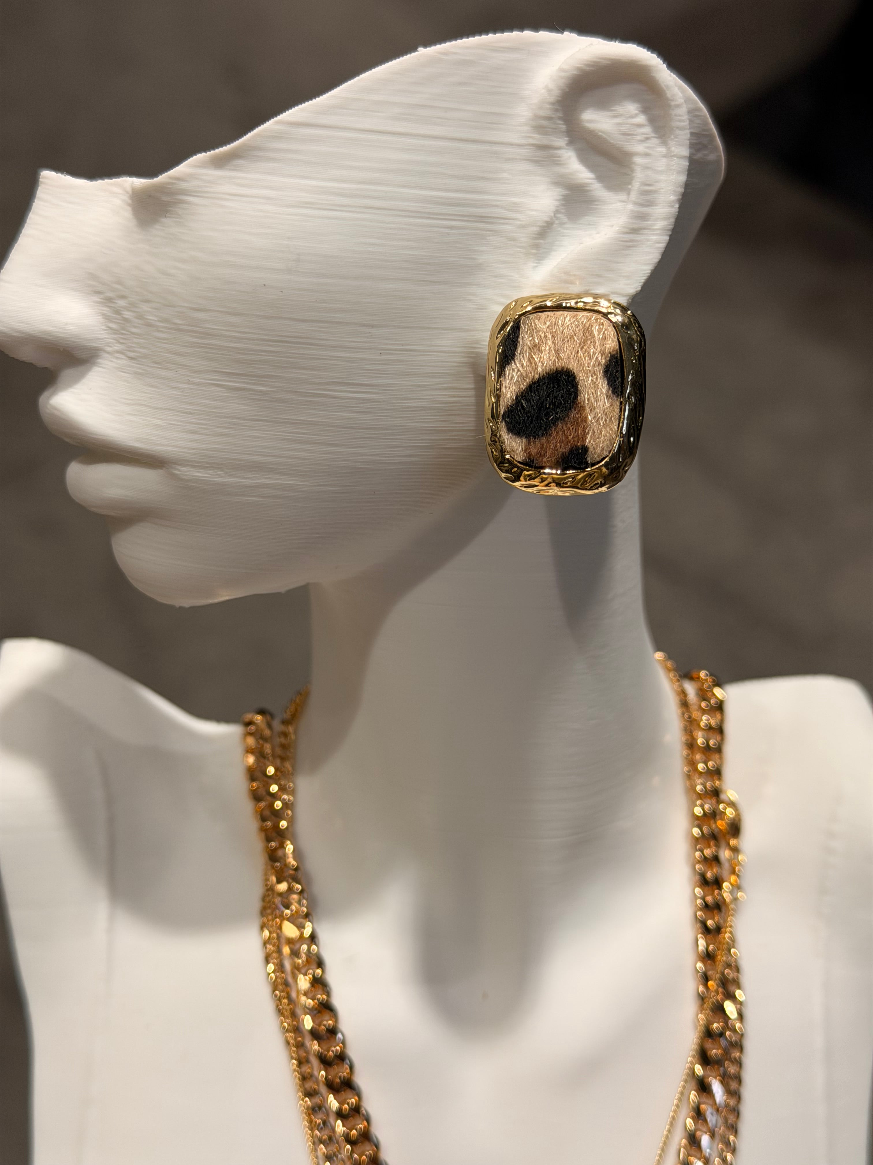 Leoparlı Vintage Küpe