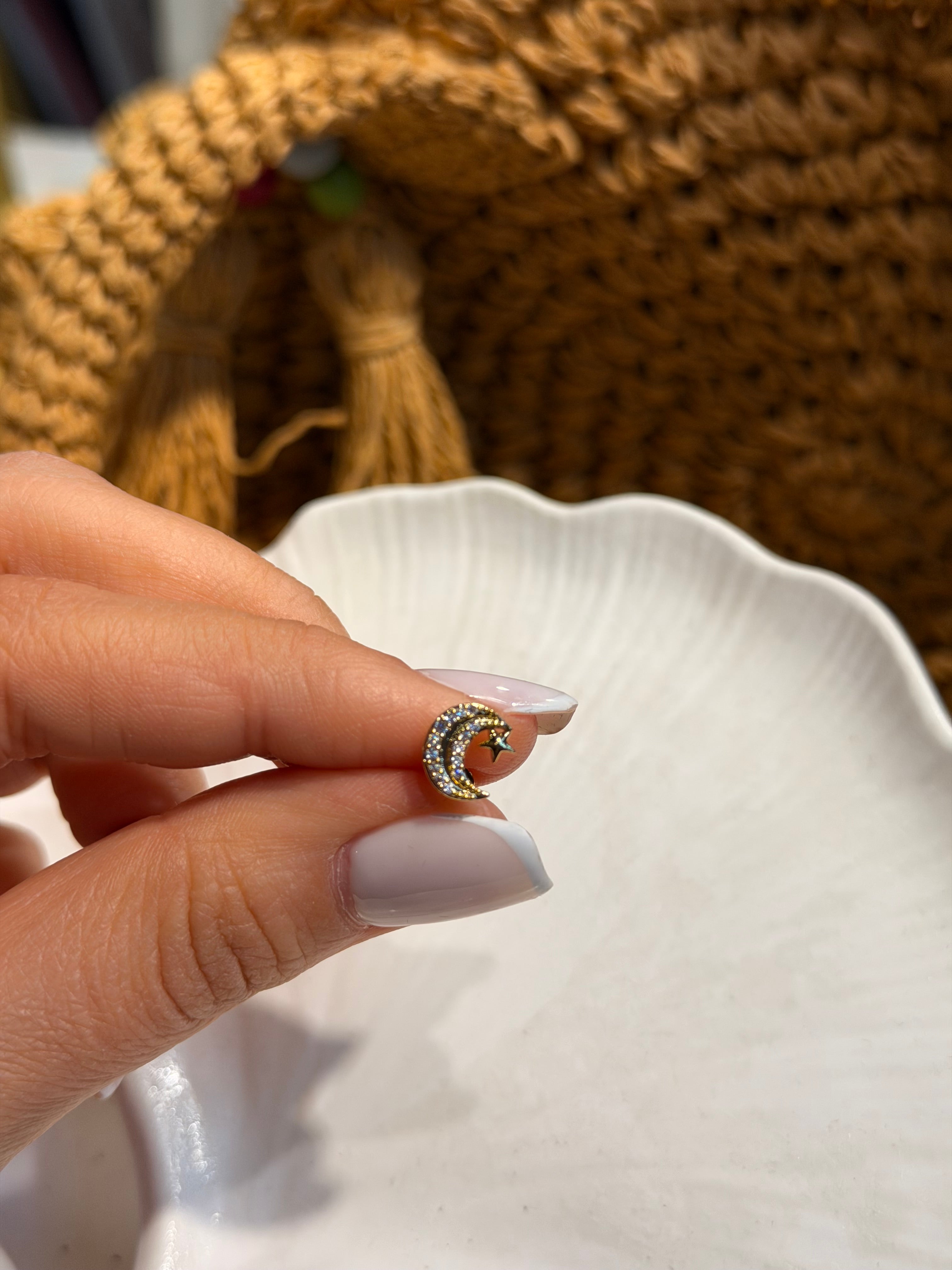 Kalın Ay Yıldız Model Cerrahi Piercing Gold