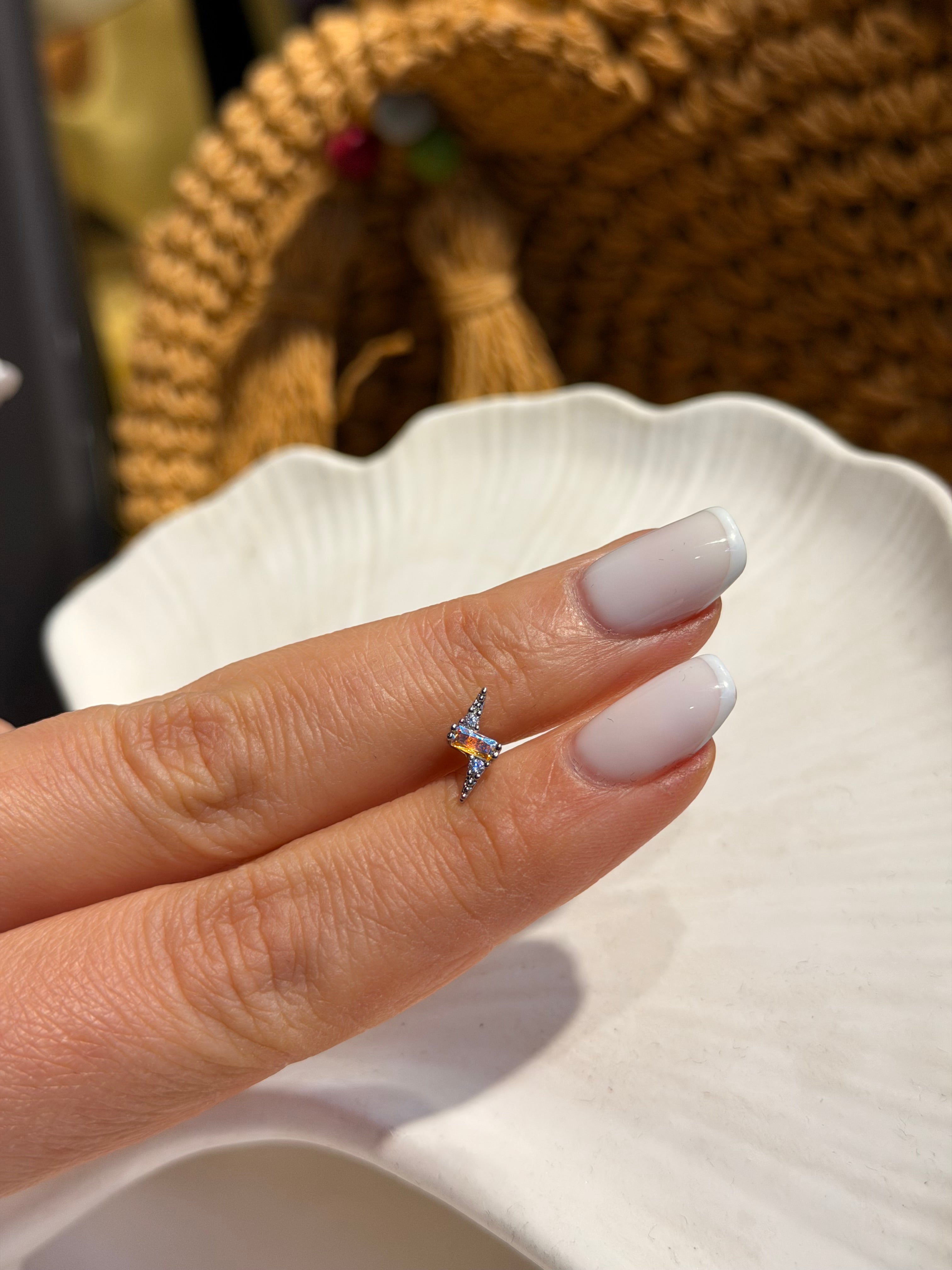 Şimşek Model Cerrahi Piercing Silver