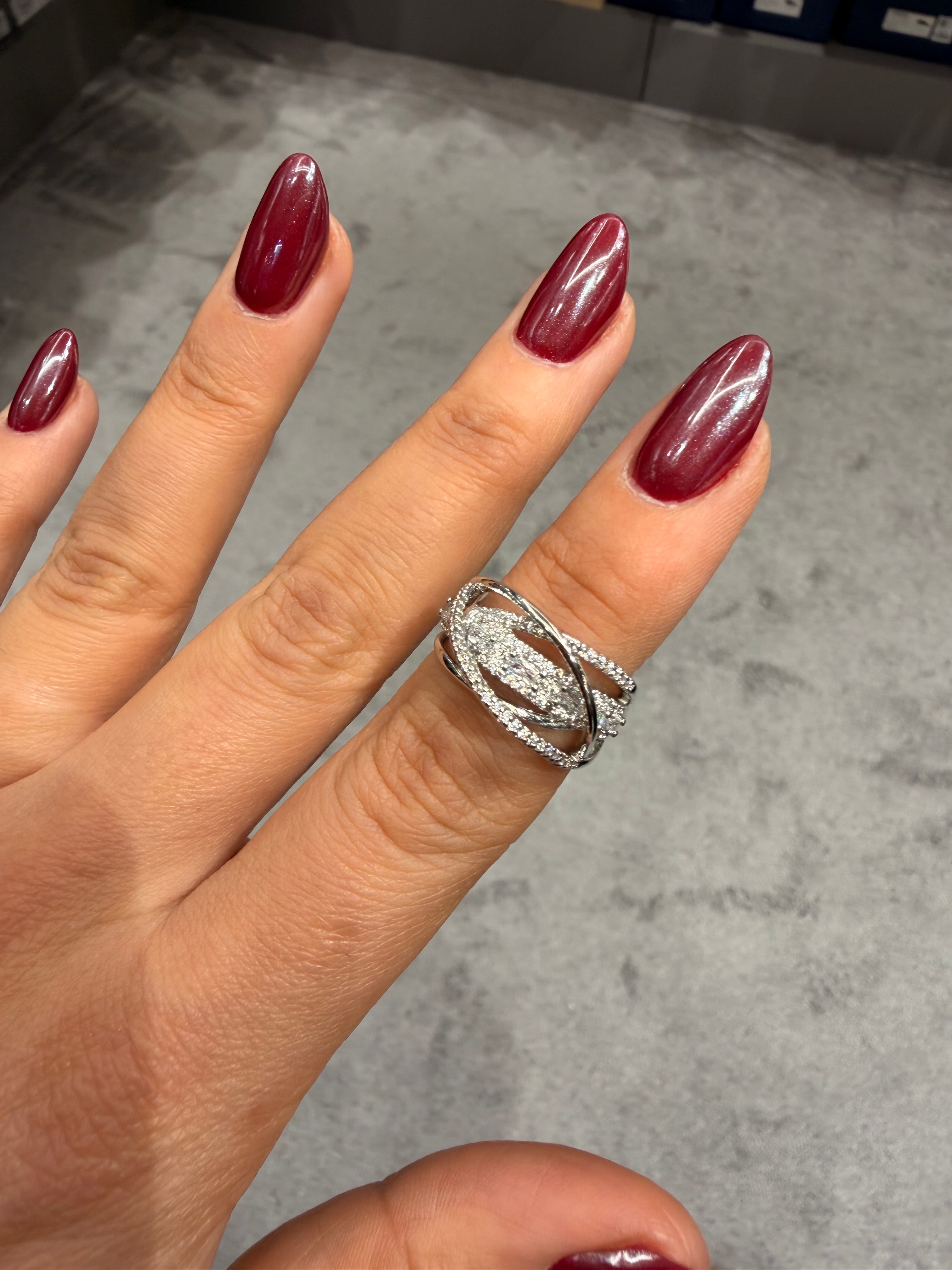 Gezegen Pırlanta Model Ayarlanabilir Yüzük Silver Ürün ikincil görseli