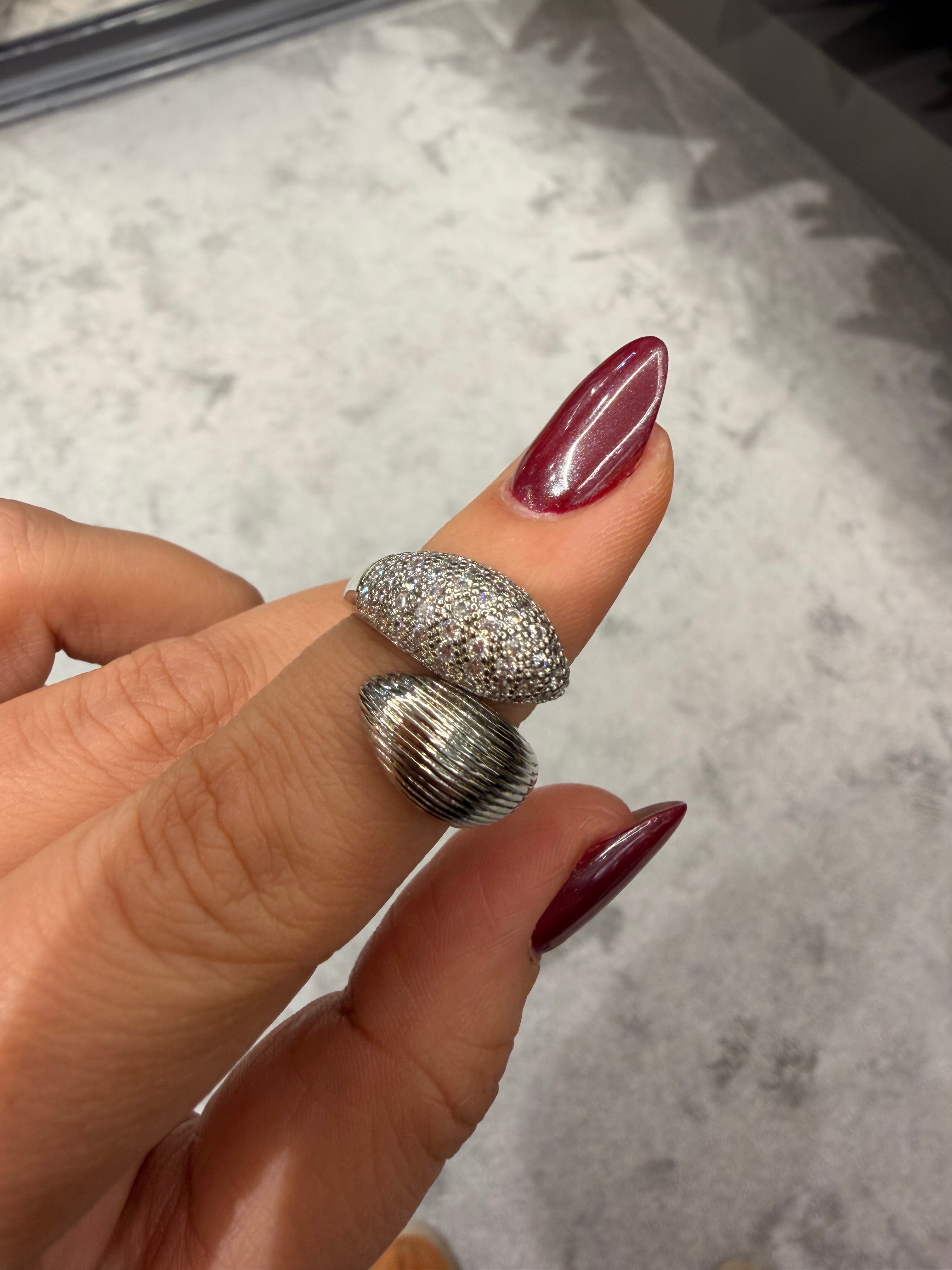 Tasarım Modern Ayarlanabilir Yüzük Silver