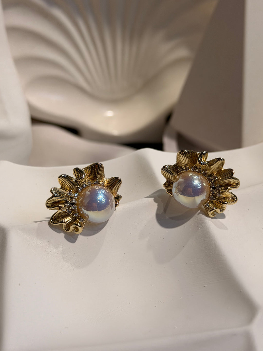 Xuping Vıntage İnci Yelpaze Model Küpe