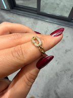 Modern Tasarım Gold Taşlı Ayarlanabilir Yüzük