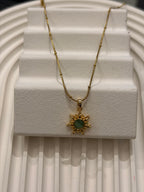 Turkuaz Işıltısı Güneş Kolye