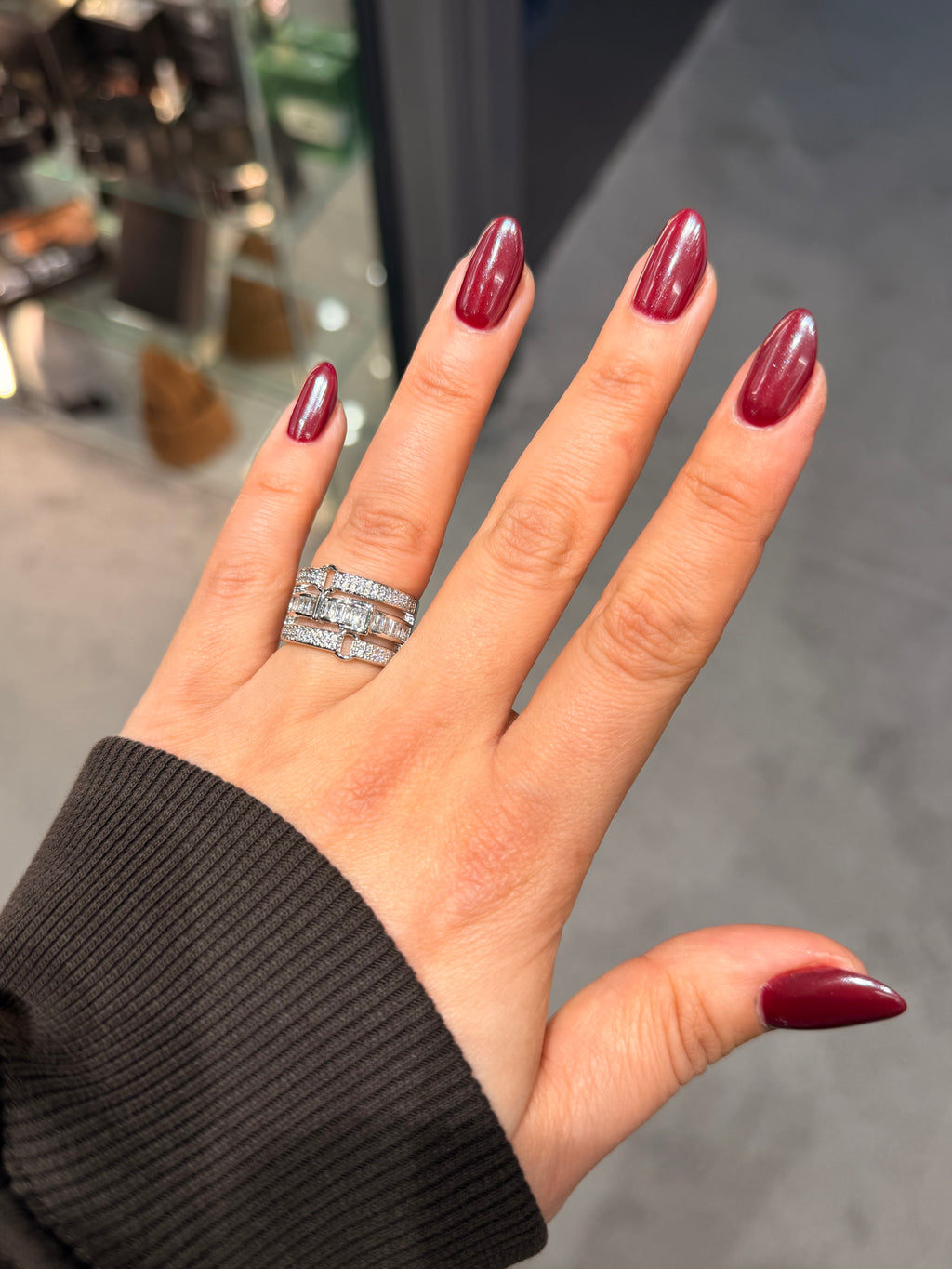 3 Sıralı Pırlanta Tasarım Model Ayarlanabilir Silver Yüzük