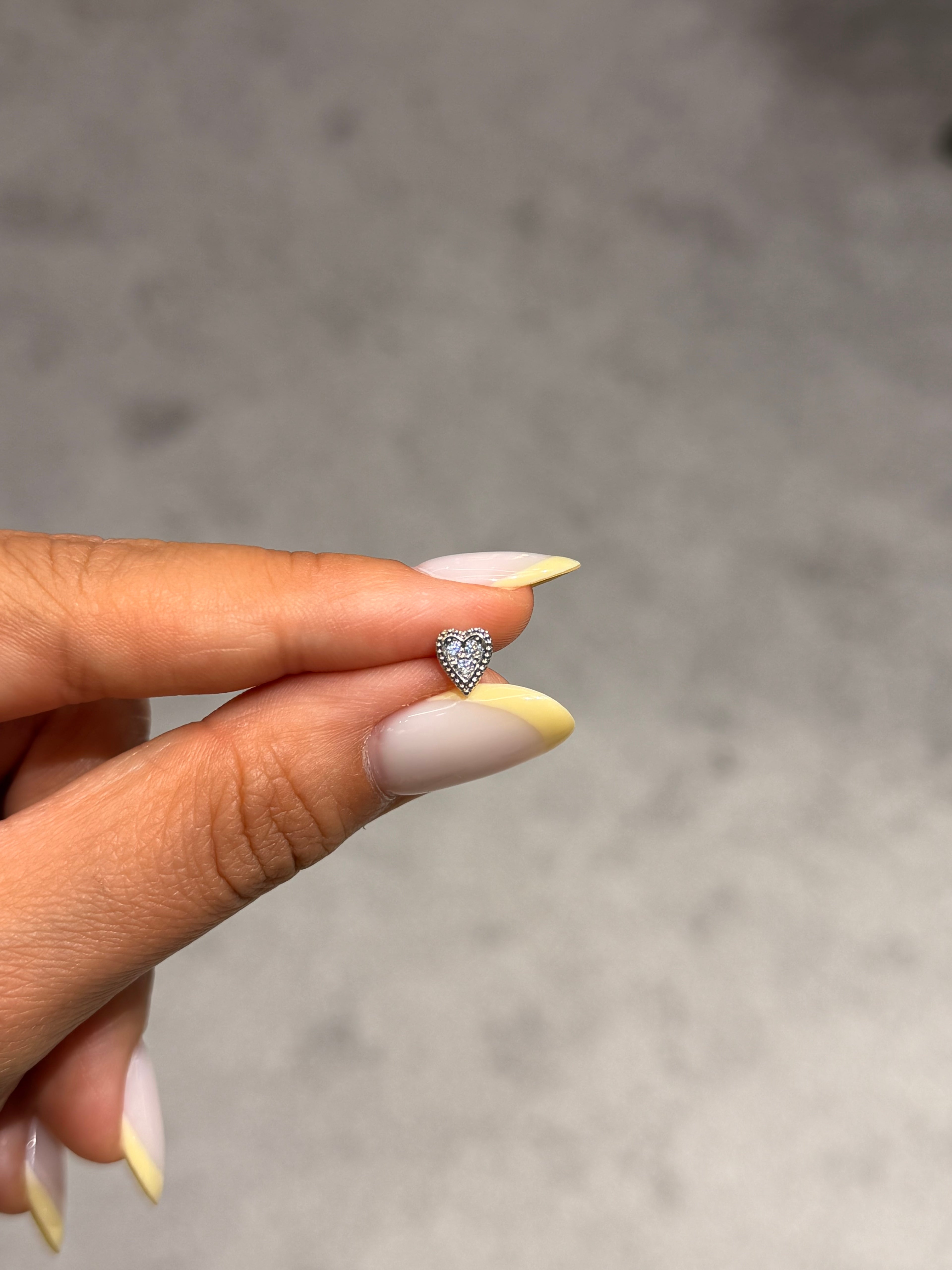 Pırlanta Taş Kalp Model Cerrahi Piercing Silver
