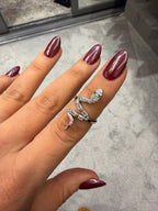 Taşlı Yılan Model Ayarlanabilir Silver Yüzük