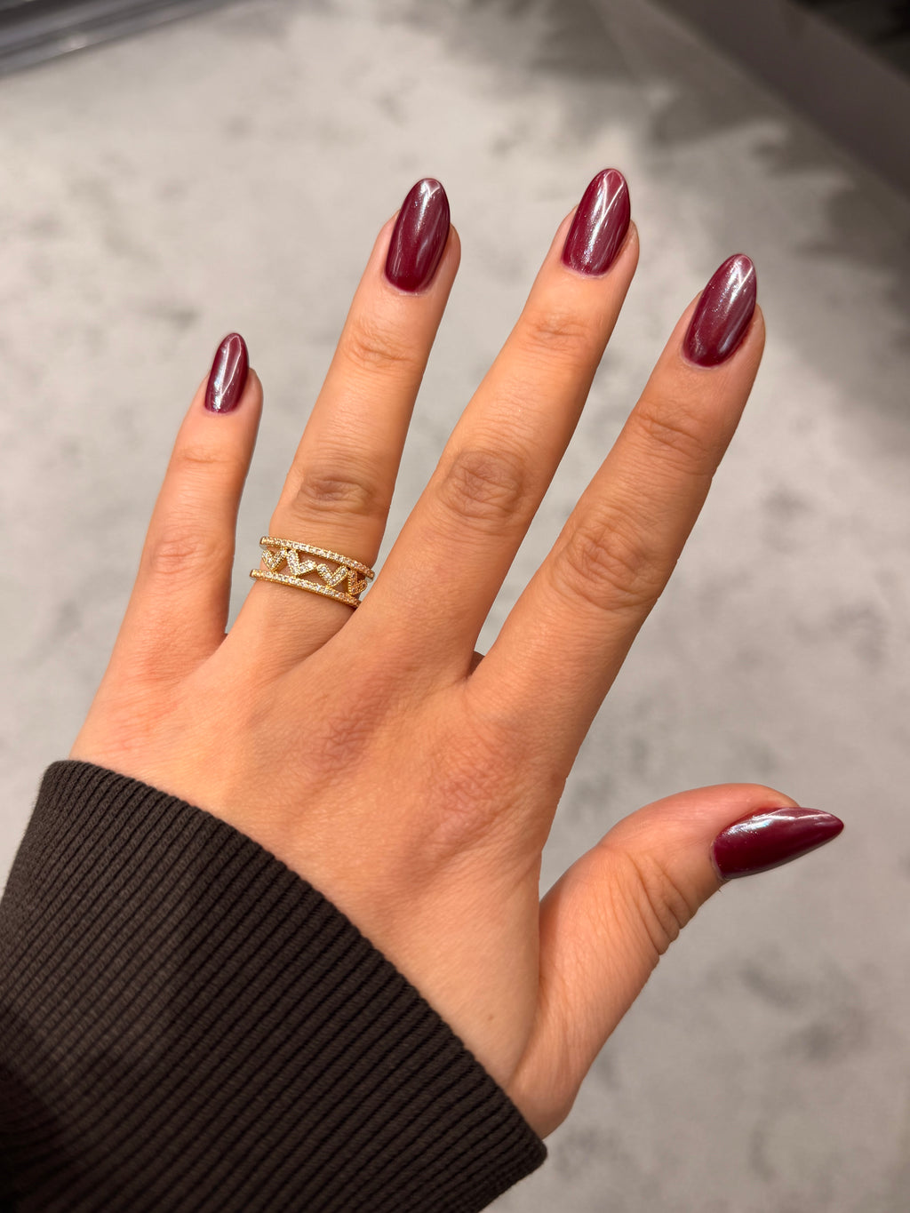 Mini Kalpler Modeli Taşlı Ayarlanabilir Gold Yüzük