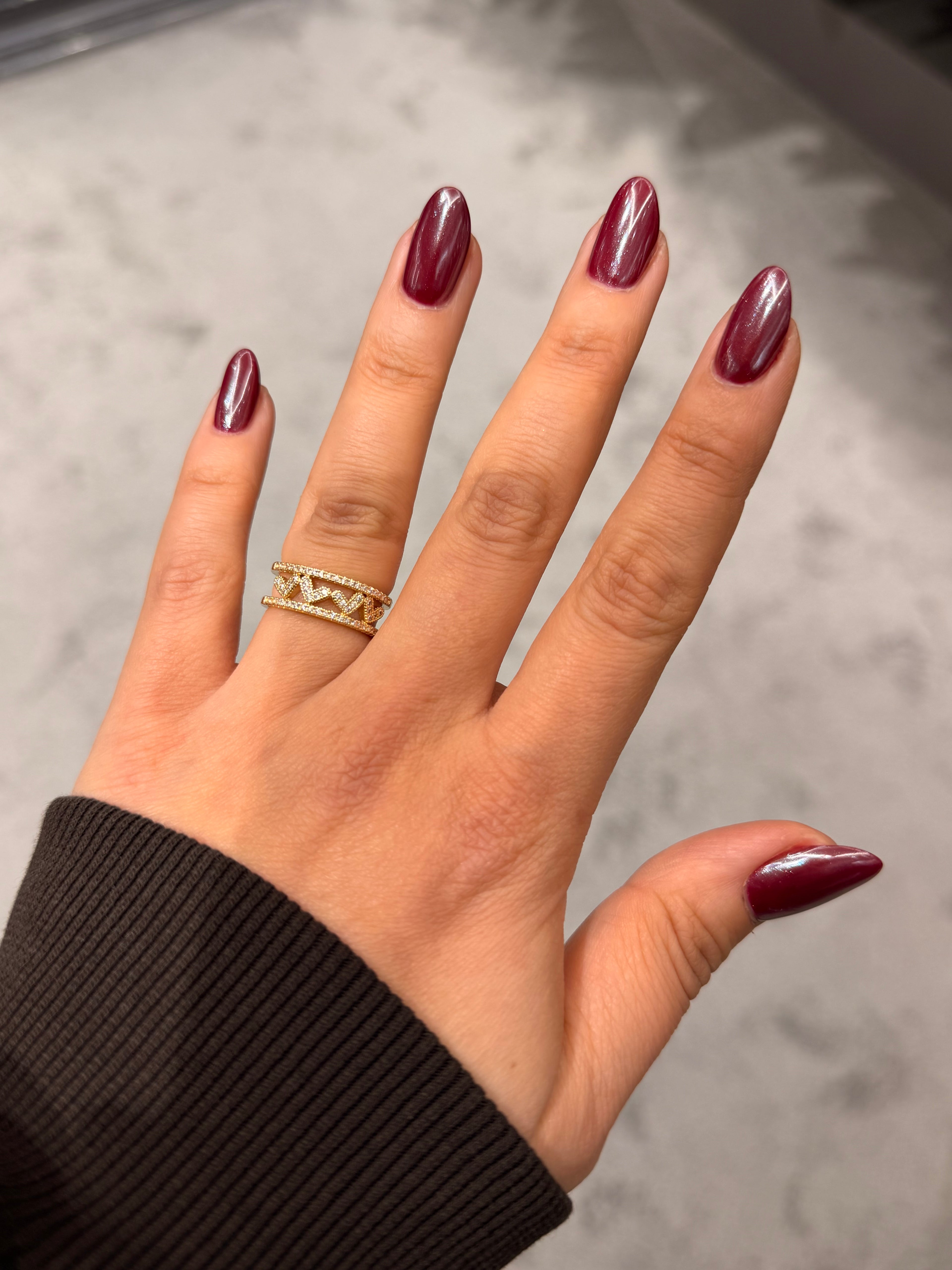 Mini Kalpler Modeli Taşlı Ayarlanabilir Gold Yüzük