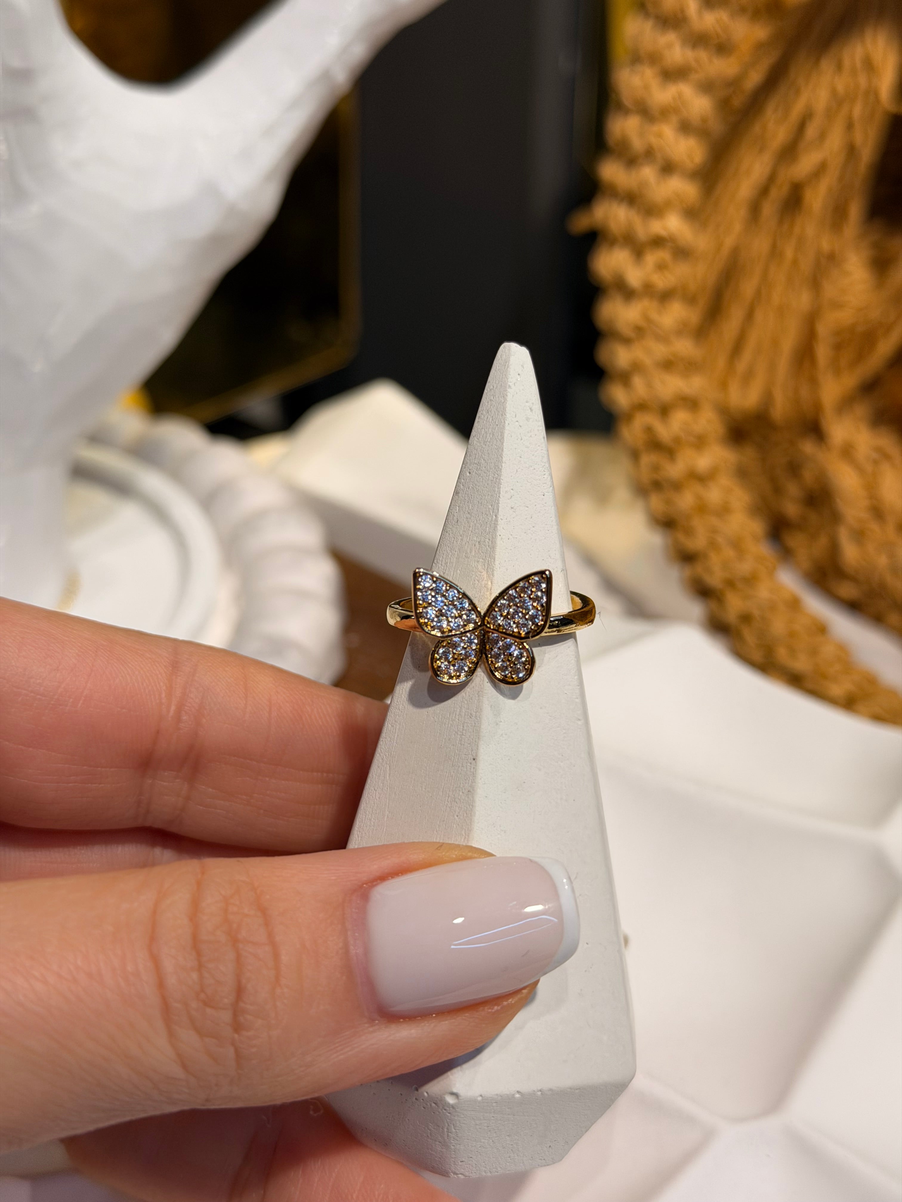 Kelebek Model Ayarlanabilir Yüzük Gold Ürün ikincil görseli
