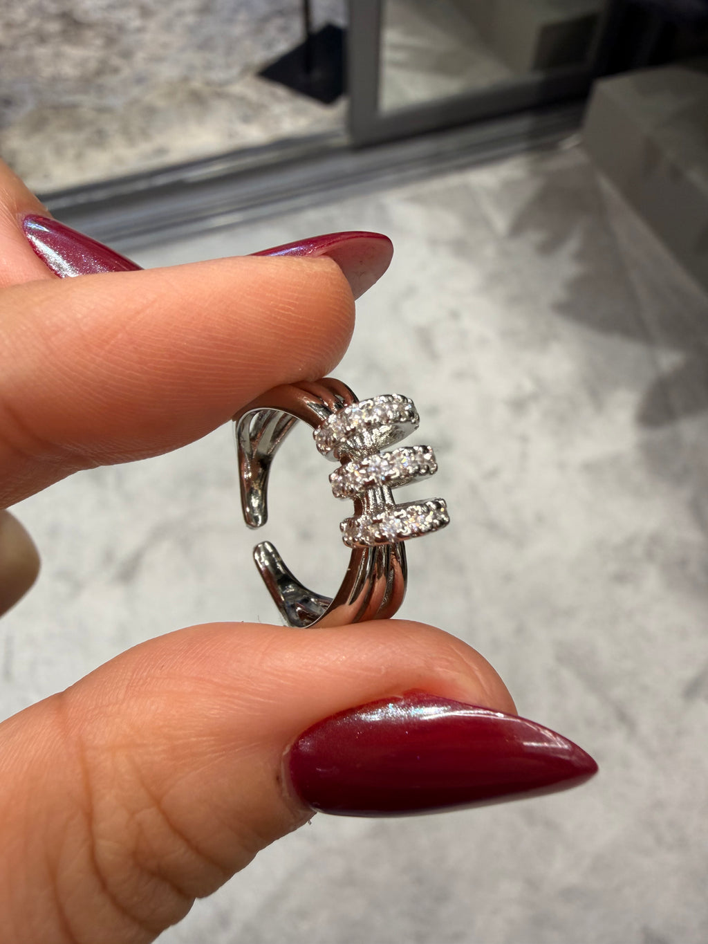 Mini Pırlanta Çemberi Model Ayarlanabilir Yüzük Silver