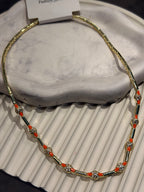 14k Altın Kaplama Turuncu Detaylı Tasarım Kolye