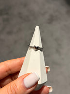 Taşlı Minimal Kalp Model Ayarlanabilir Yüzük Silver