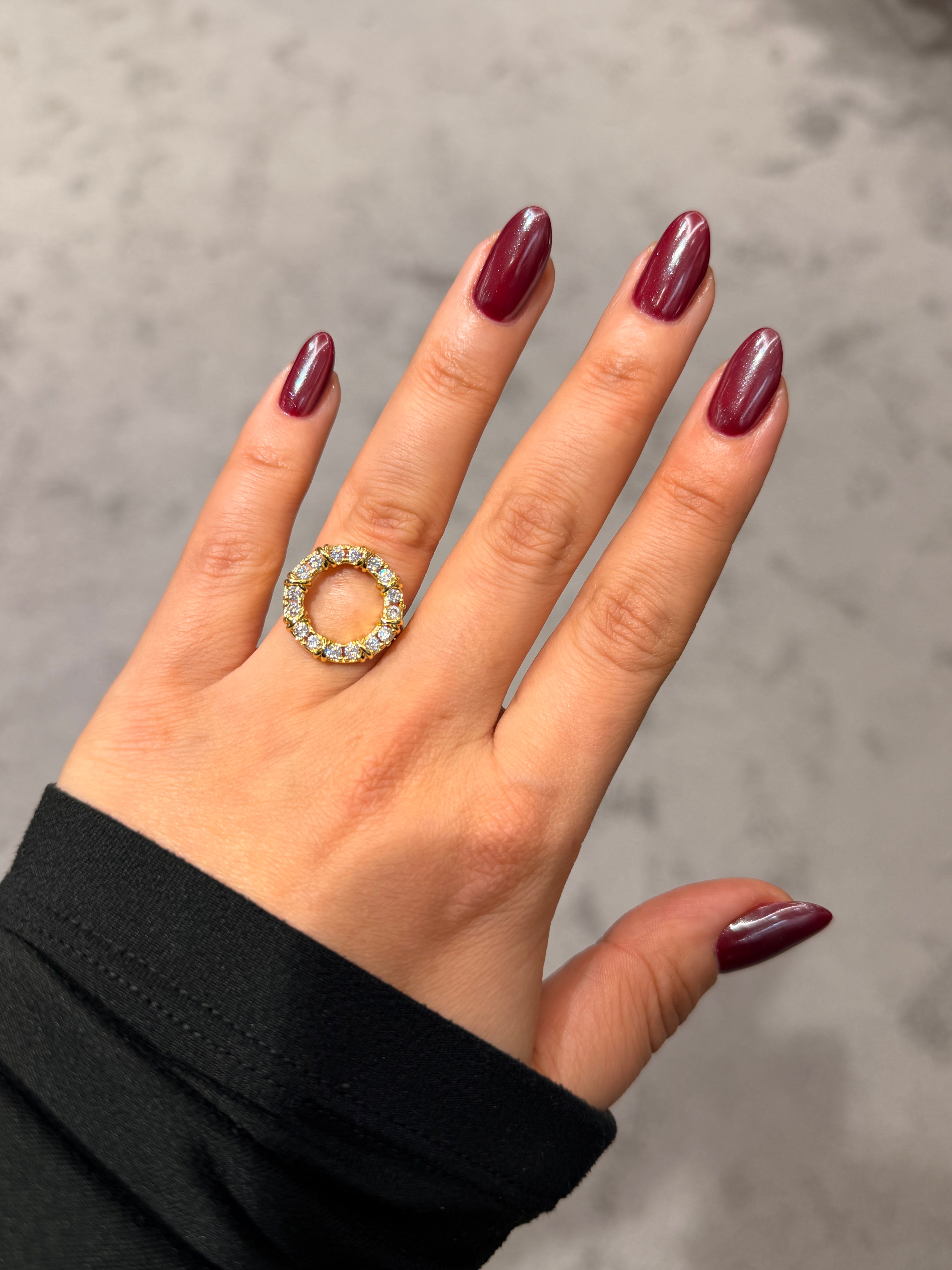 Pırlanta Dolgulu Çember Model Ayarlanabilir Yüzük Gold Ürün ana görseli