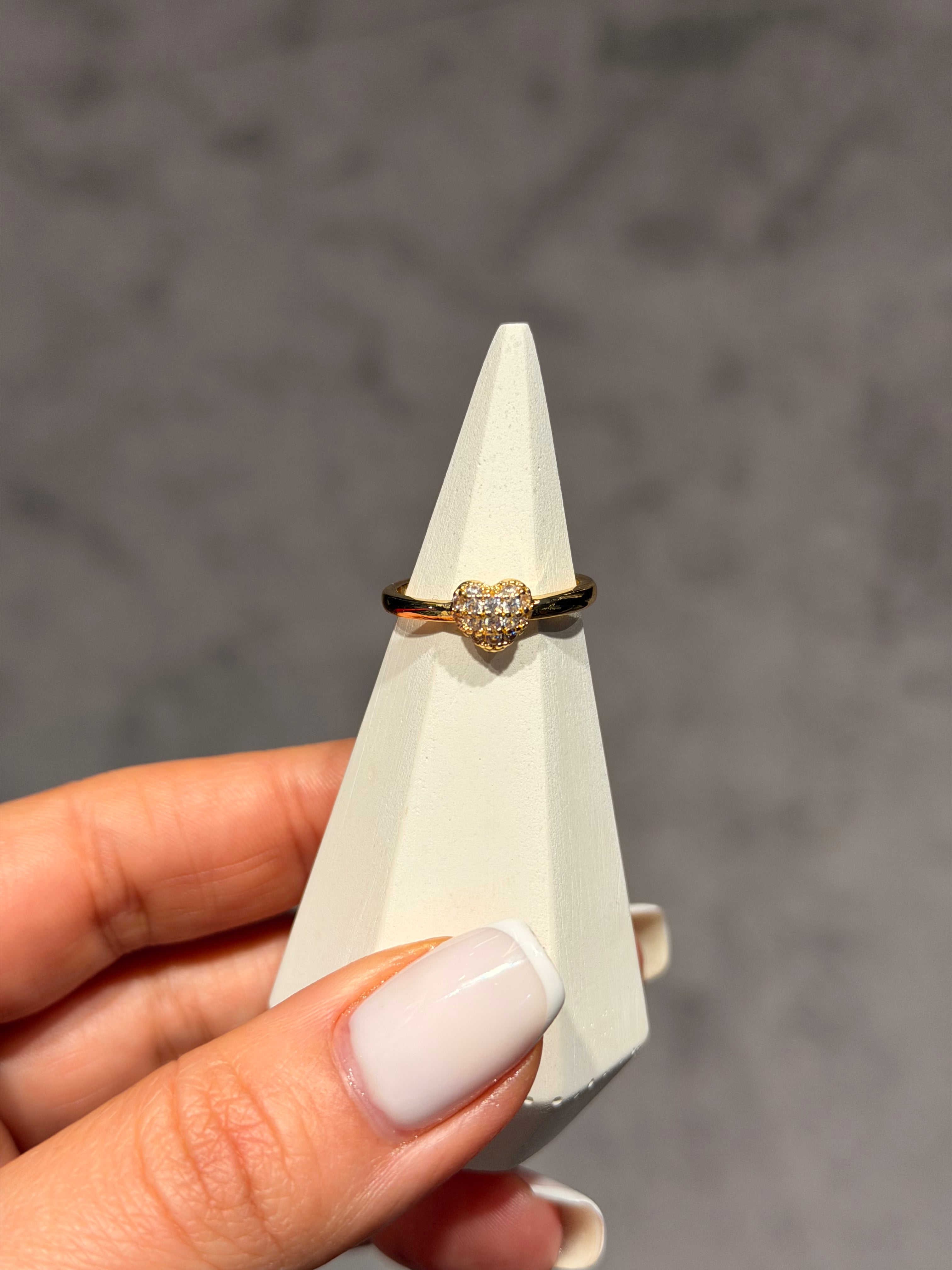 Kalp Model Ayarlanabilir Yüzük Gold