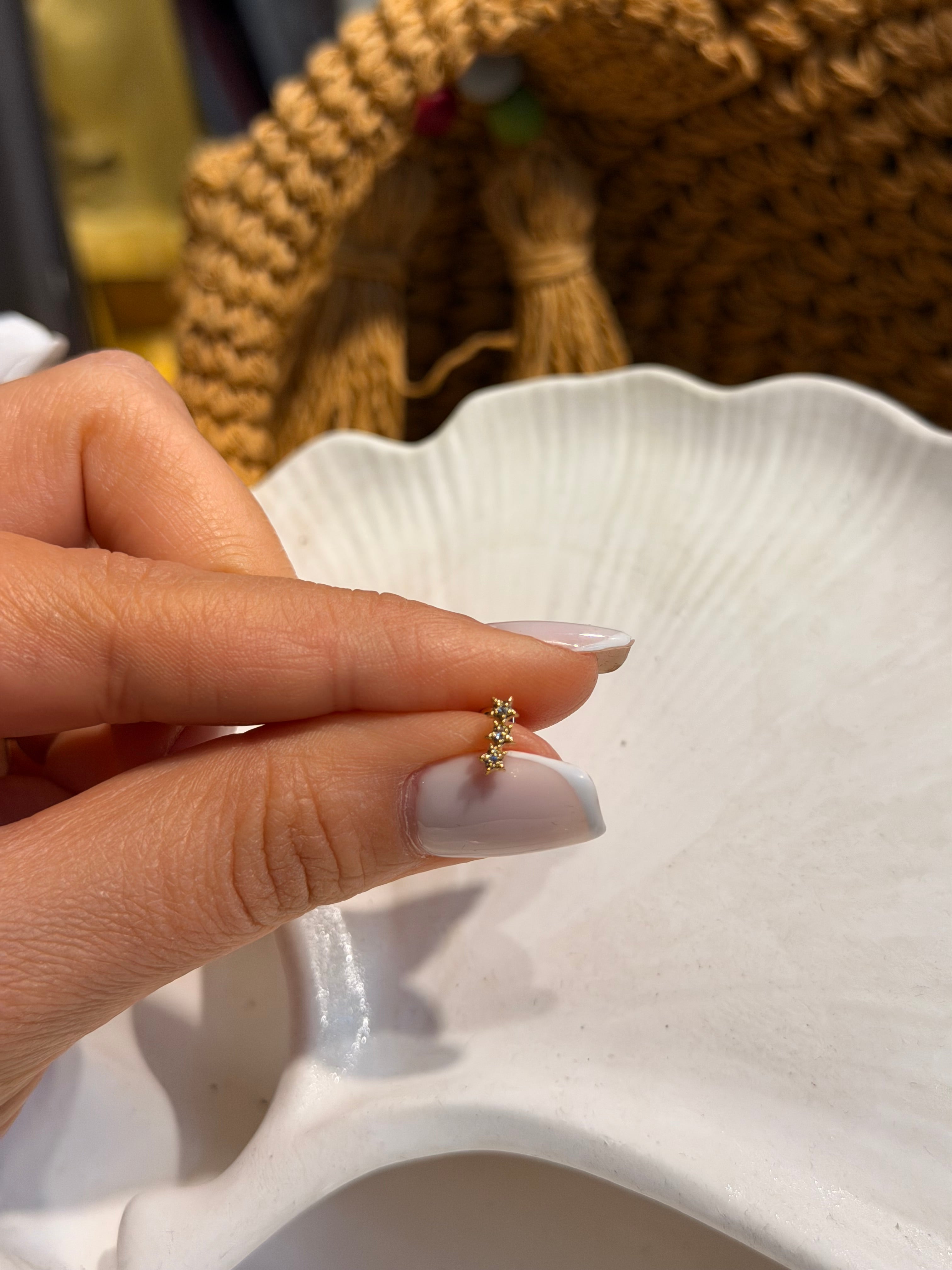 3 Yıldız Model Cerrahi Piercing Gold Ürün ana görseli