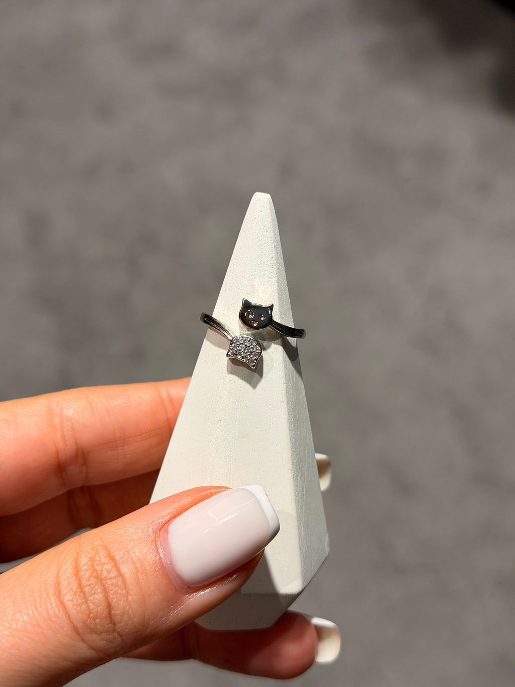 Kedi Model Ayarlanabilir Yüzük Silver