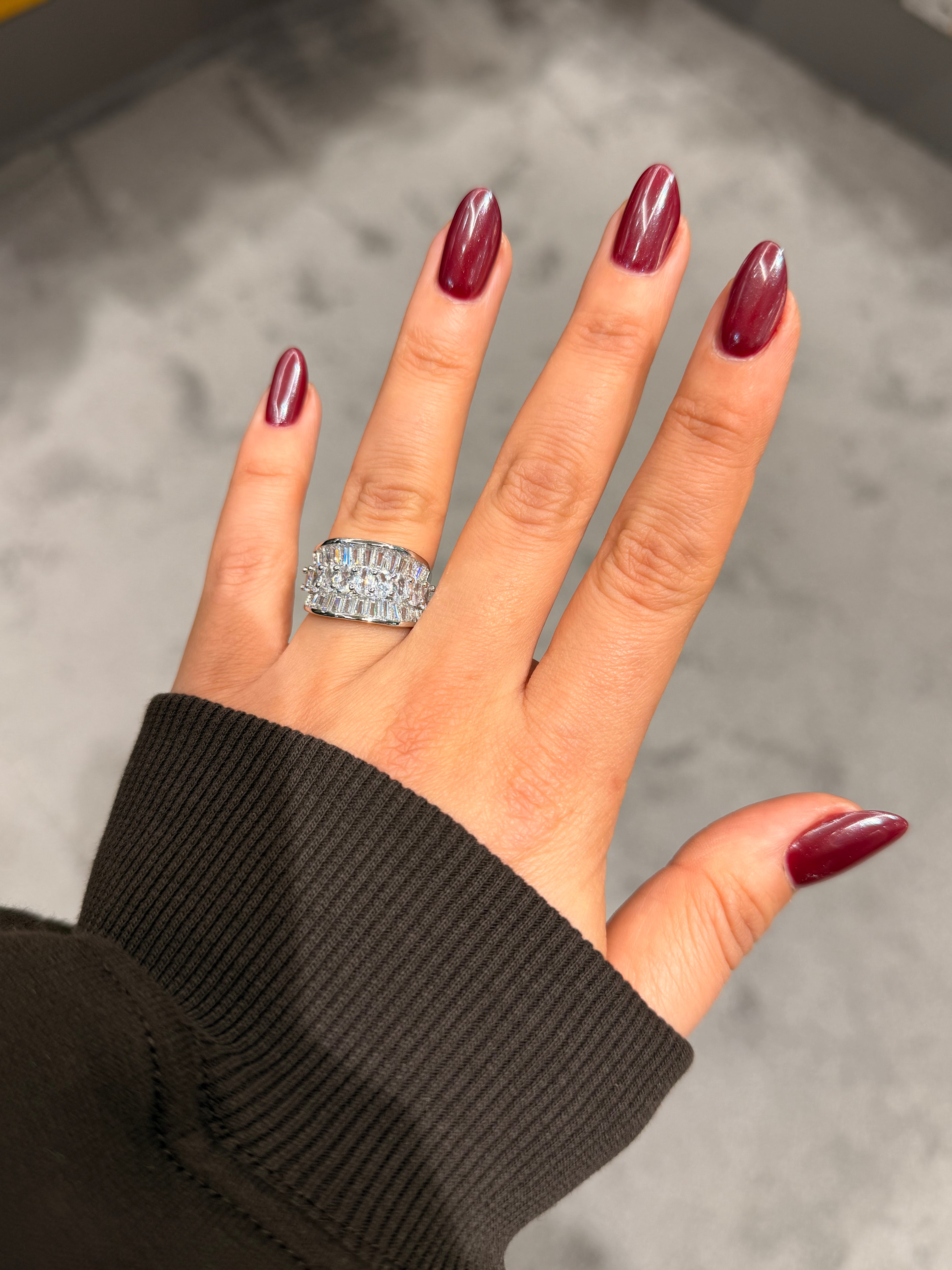 Geniş Pırlanta Taşlı Ayarlanabilir Silver Yüzük