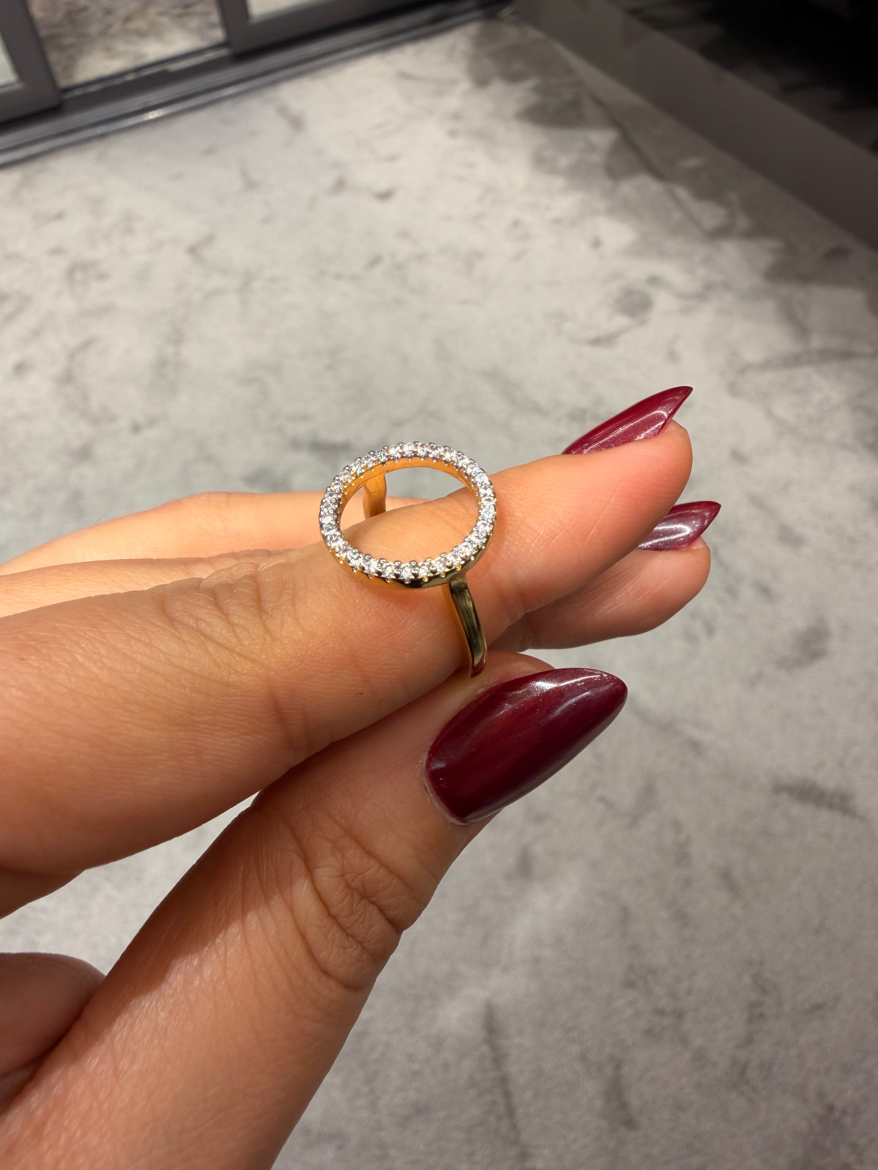 Çember Mini Pırlanta Taşlı Ayarlanabilir Yüzük Gold Ürün ana görseli