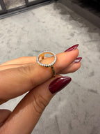 Çember Mini Pırlanta Taşlı Ayarlanabilir Yüzük Gold