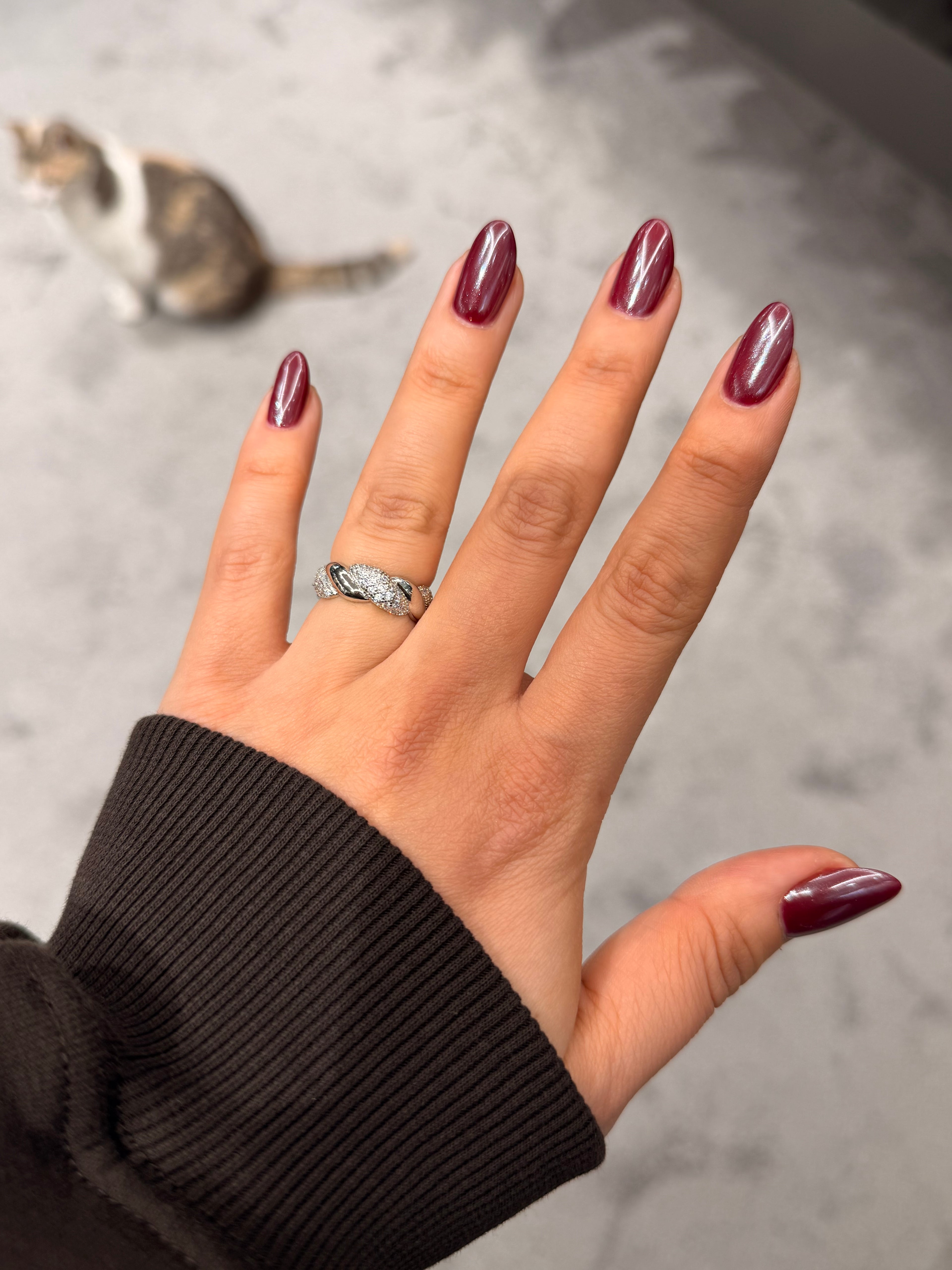 Örgü Model Pırlanta Taşlı Ayarlanabilir Yüzük Silver