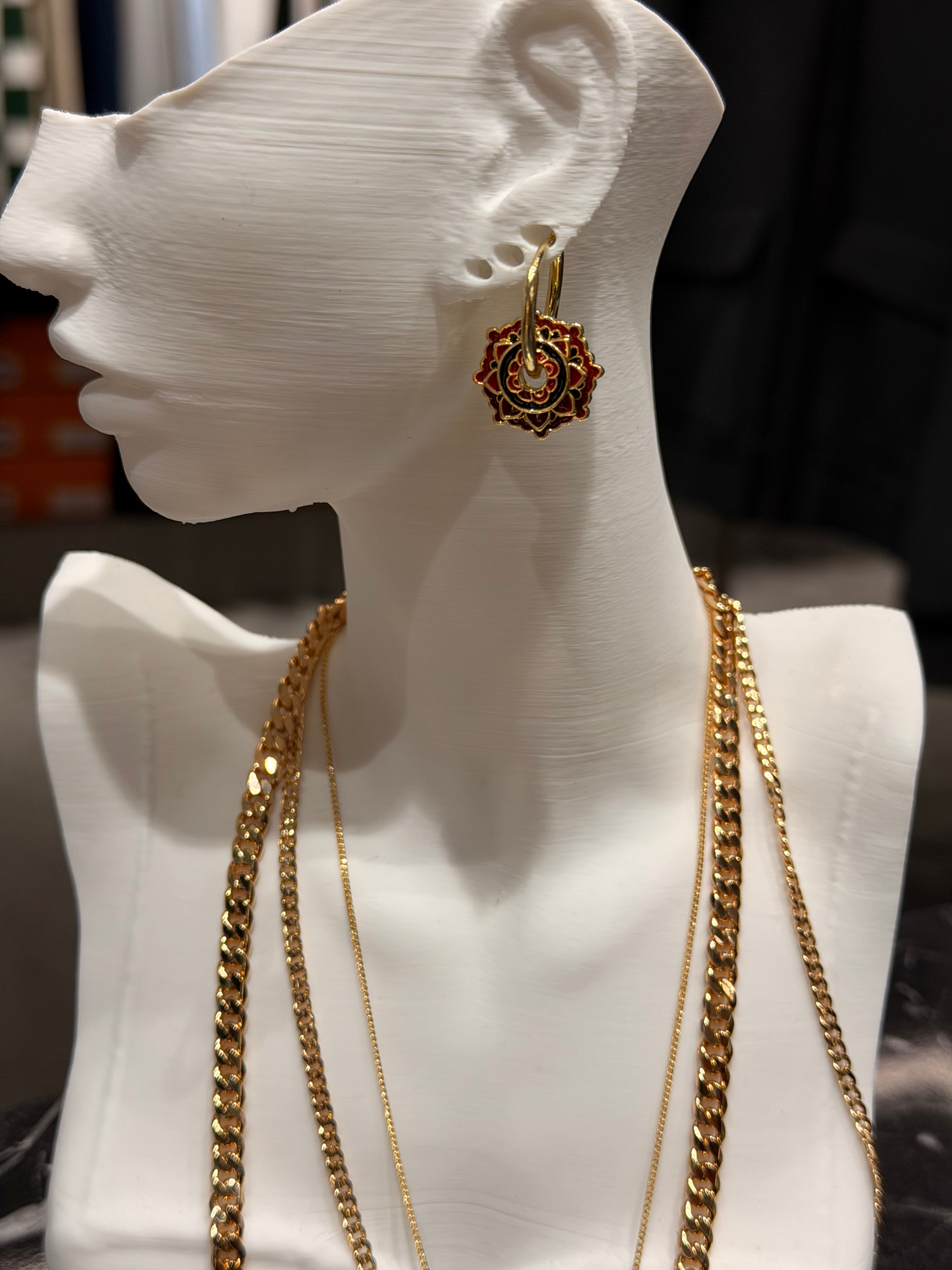 Etnik Kırmızı Model Küpe