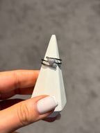 Şeritli Kalp Model Ayarlanabilir Yüzük Silver