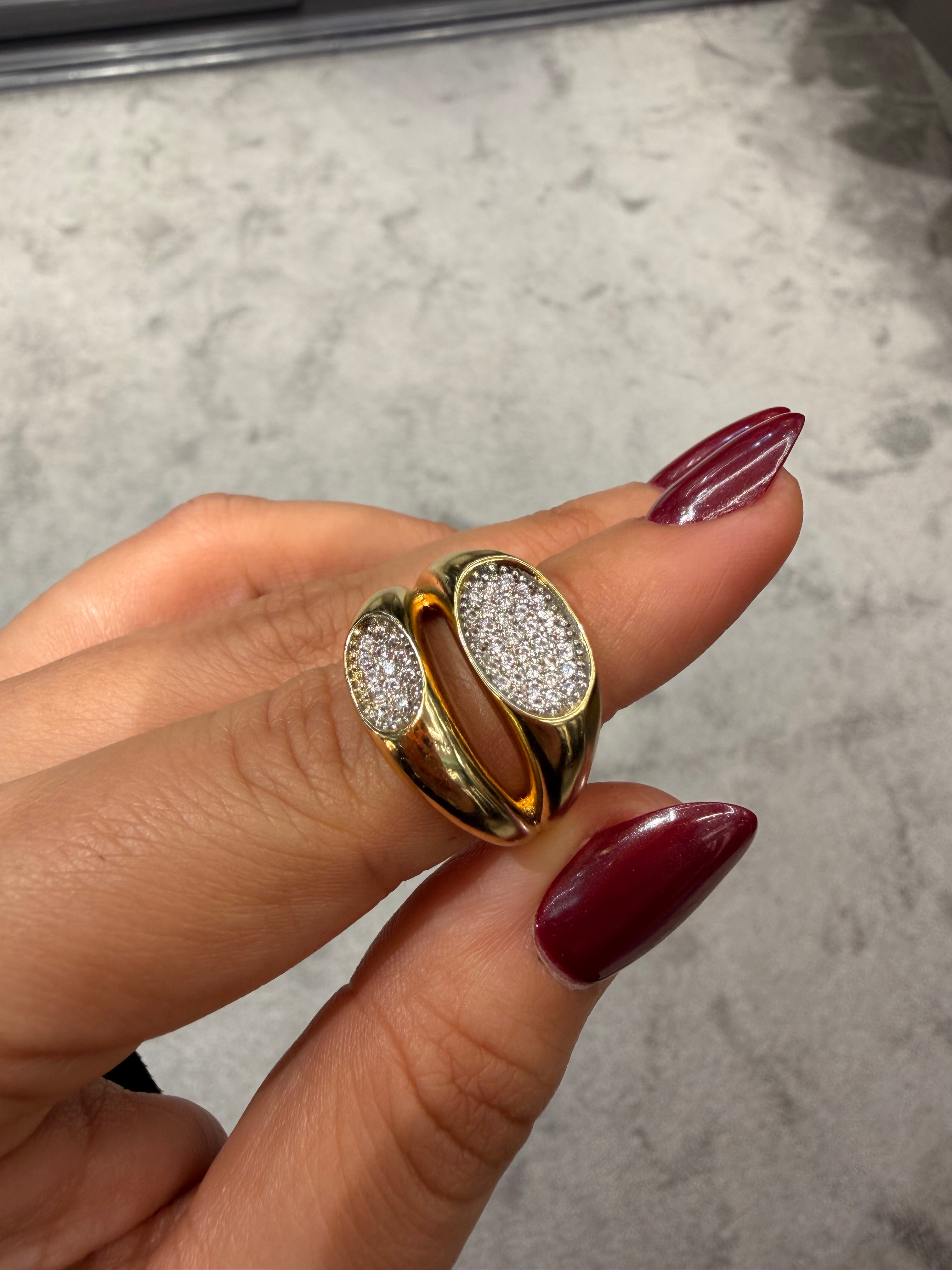 Çift Taşlı Tasarım Ayarlanabilir Yüzük