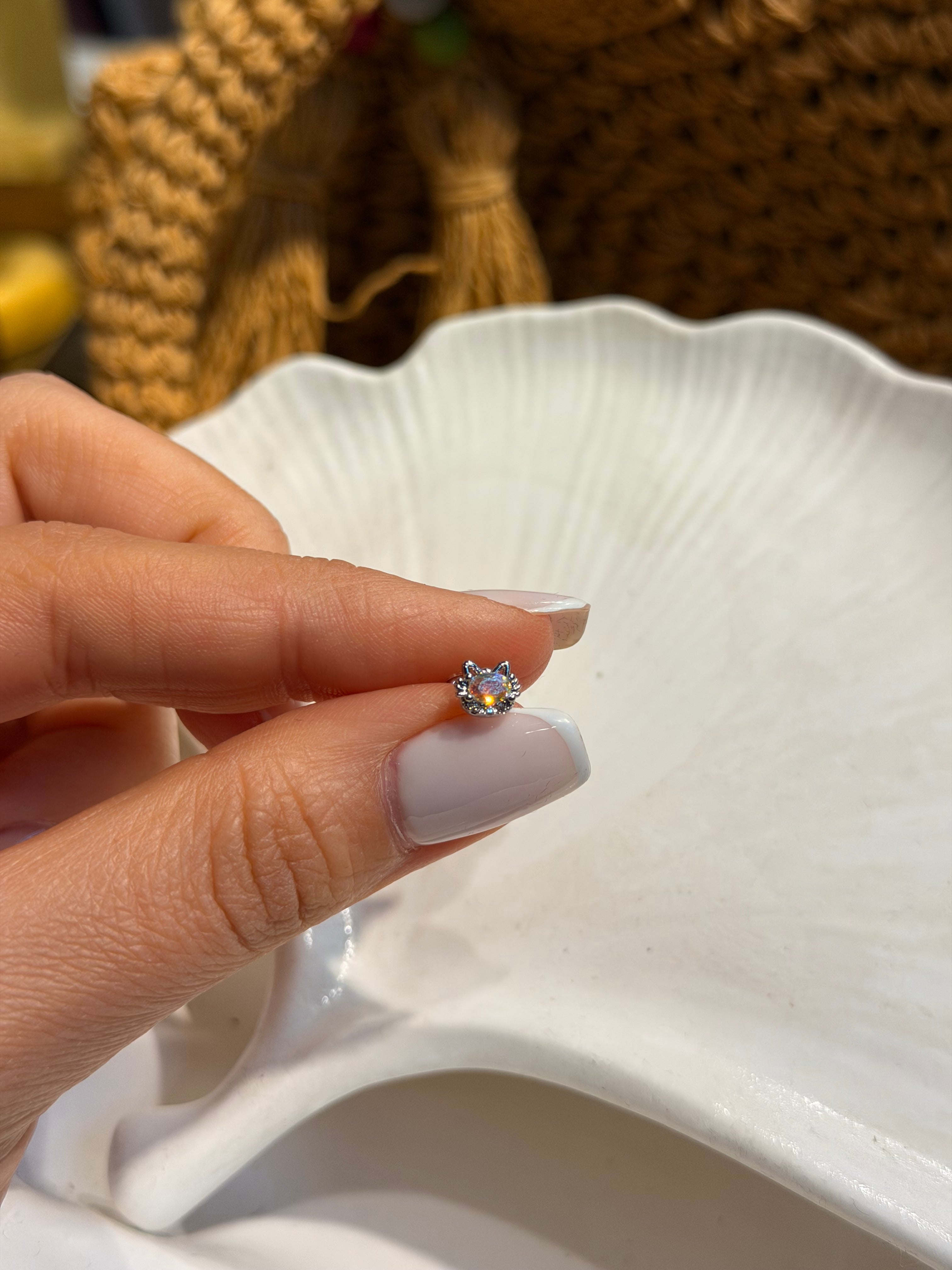 Kedi Model Cerrahi Piercing Silver