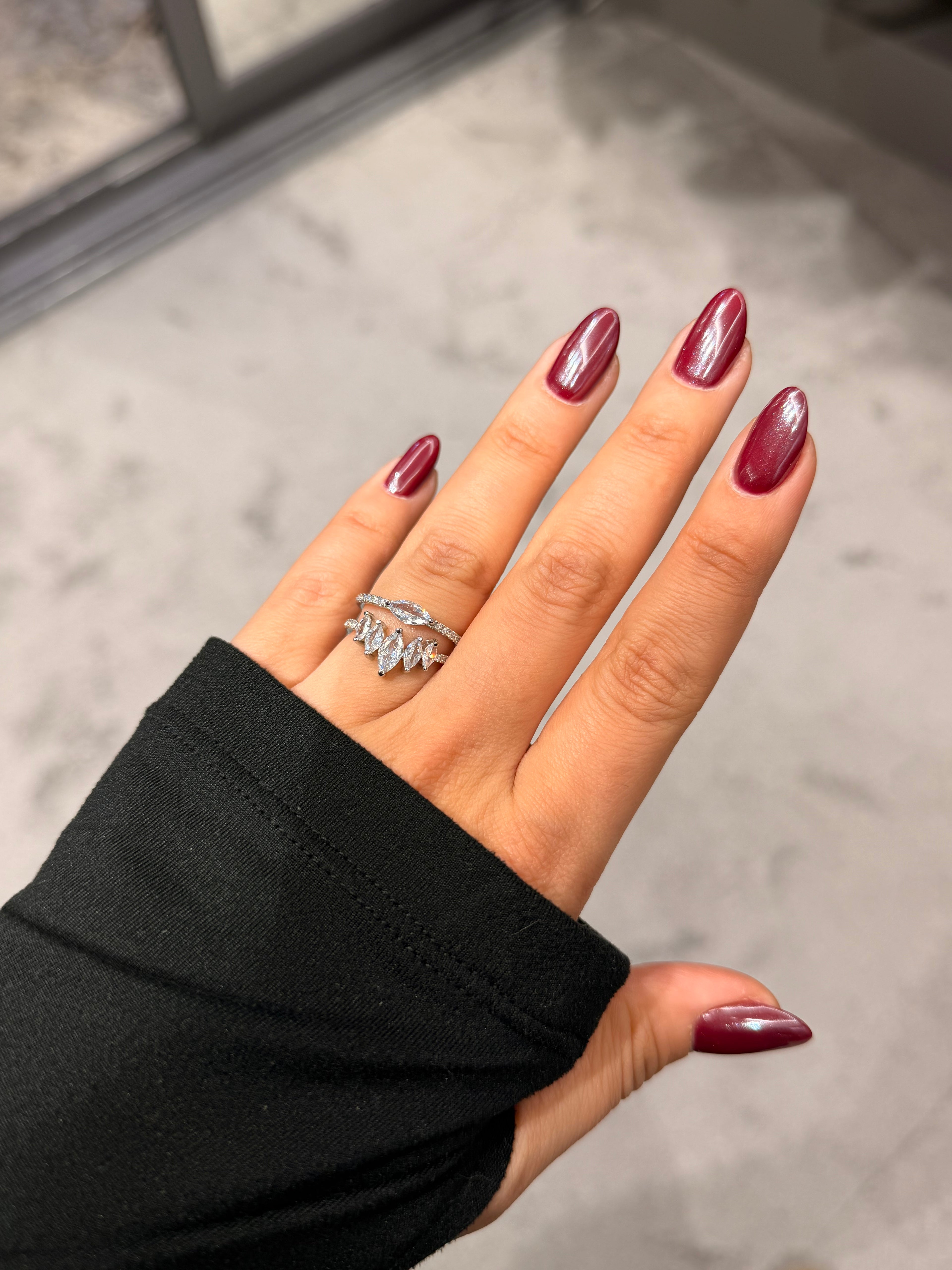 Çift Yüzük Görünümlü Pırlanta Tac Model Ayarlanabilir Yüzük