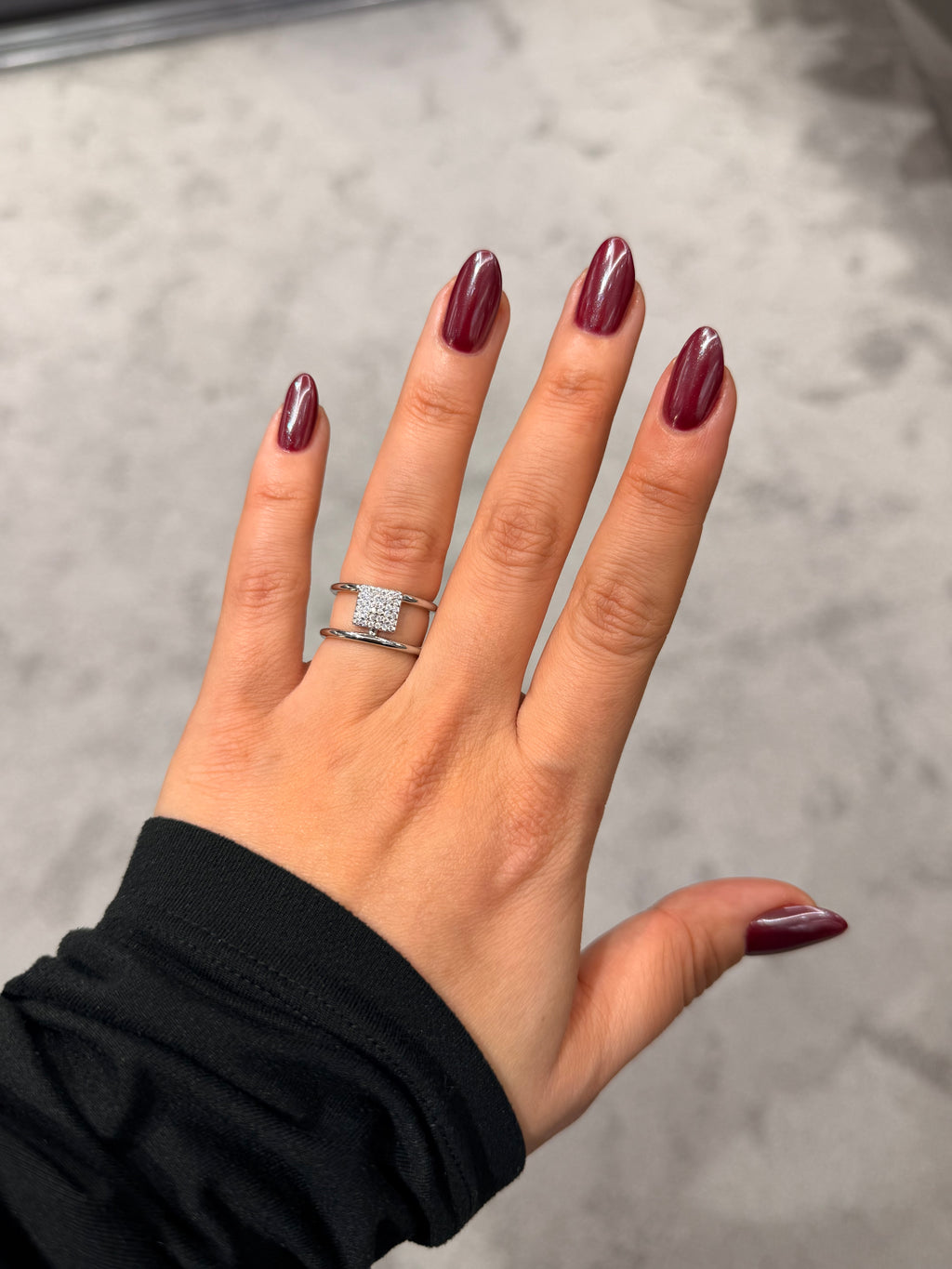 Kare Pırlanta Model Silver Ayarlanabilir Yüzük