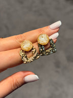 Vintage Doğal Taşlı Modern Tasarım Küpe