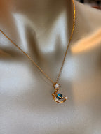 Gezegen Model Taşlı  Kolye Gold