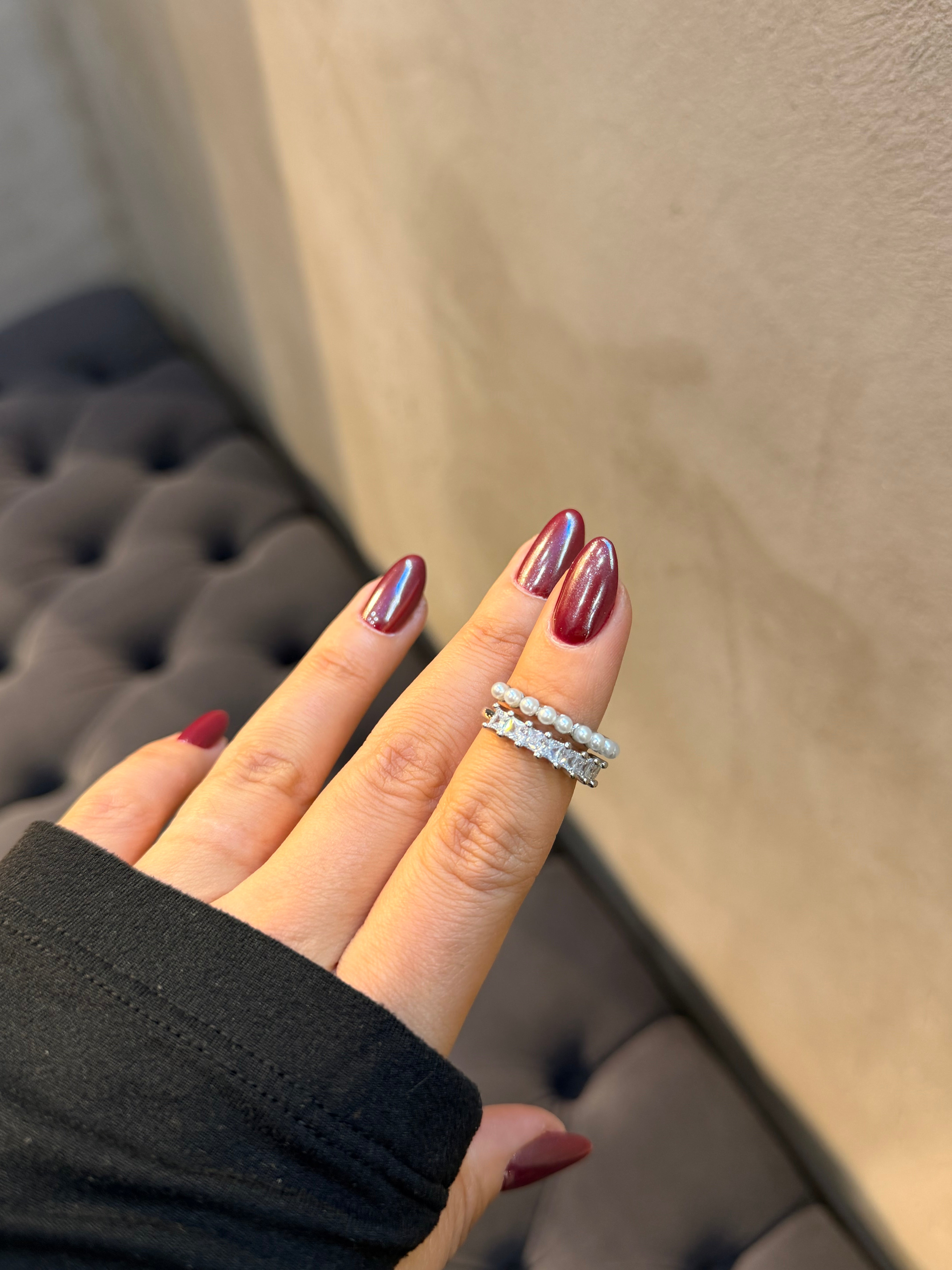 İnci Pırlanta Detaylı Ayarlanabilir Yüzük Ürün ikincil görseli