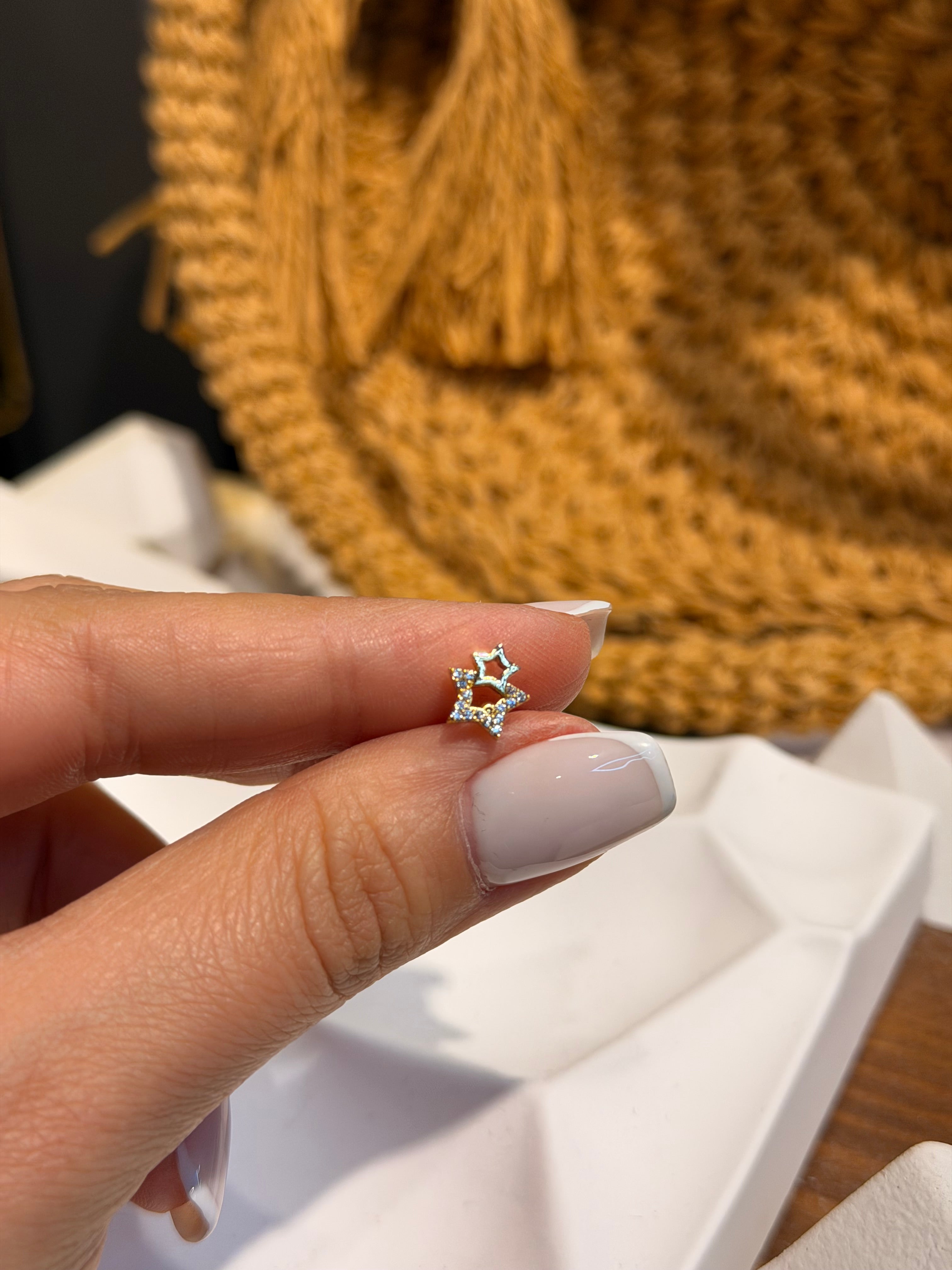 Çift Yıldız Model Cerrahi Piercing Gold