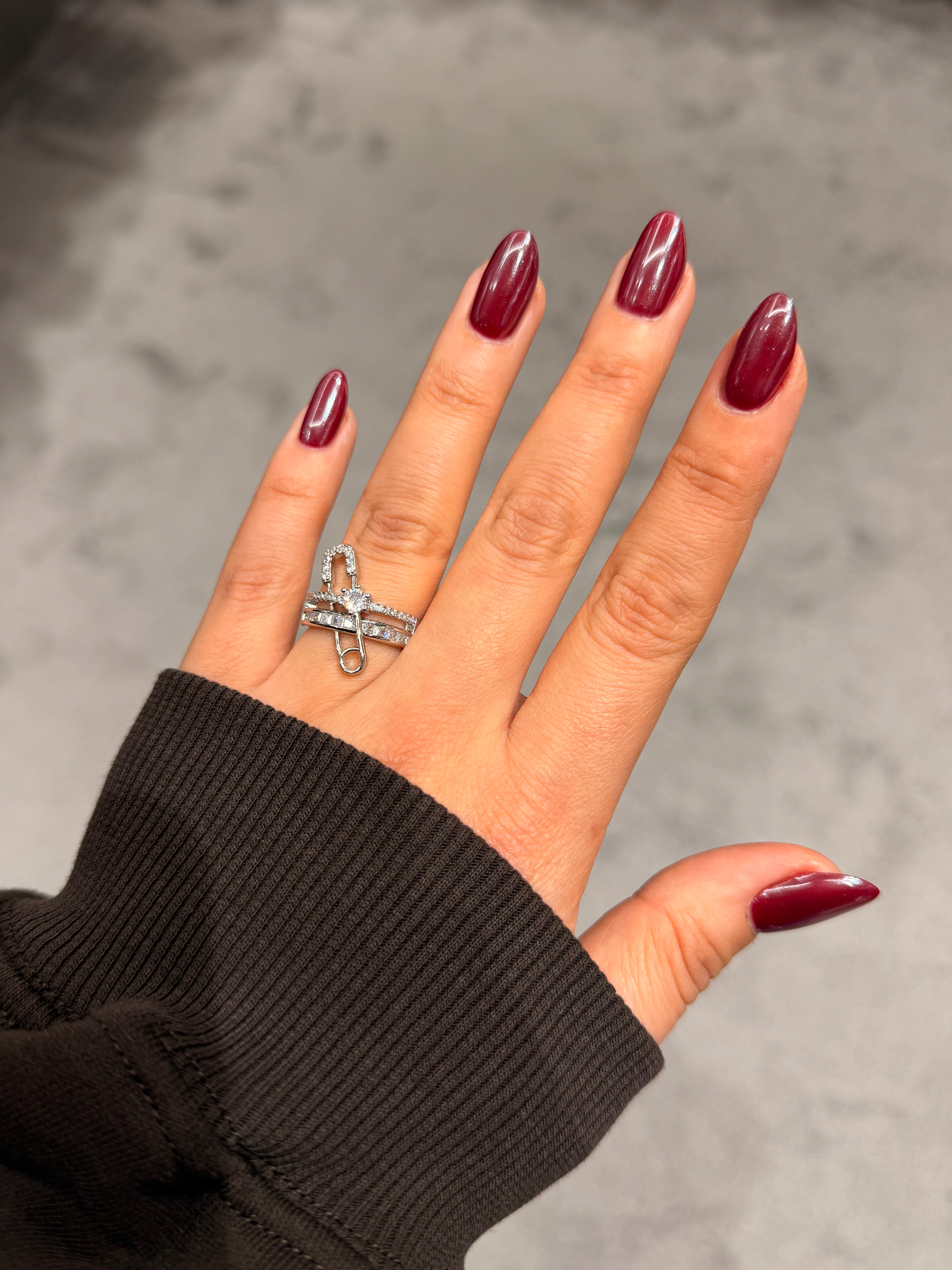 Çengelli Taşlı İğne Model Ayarlanabilir Yüzük Silver Ürün ikincil görseli