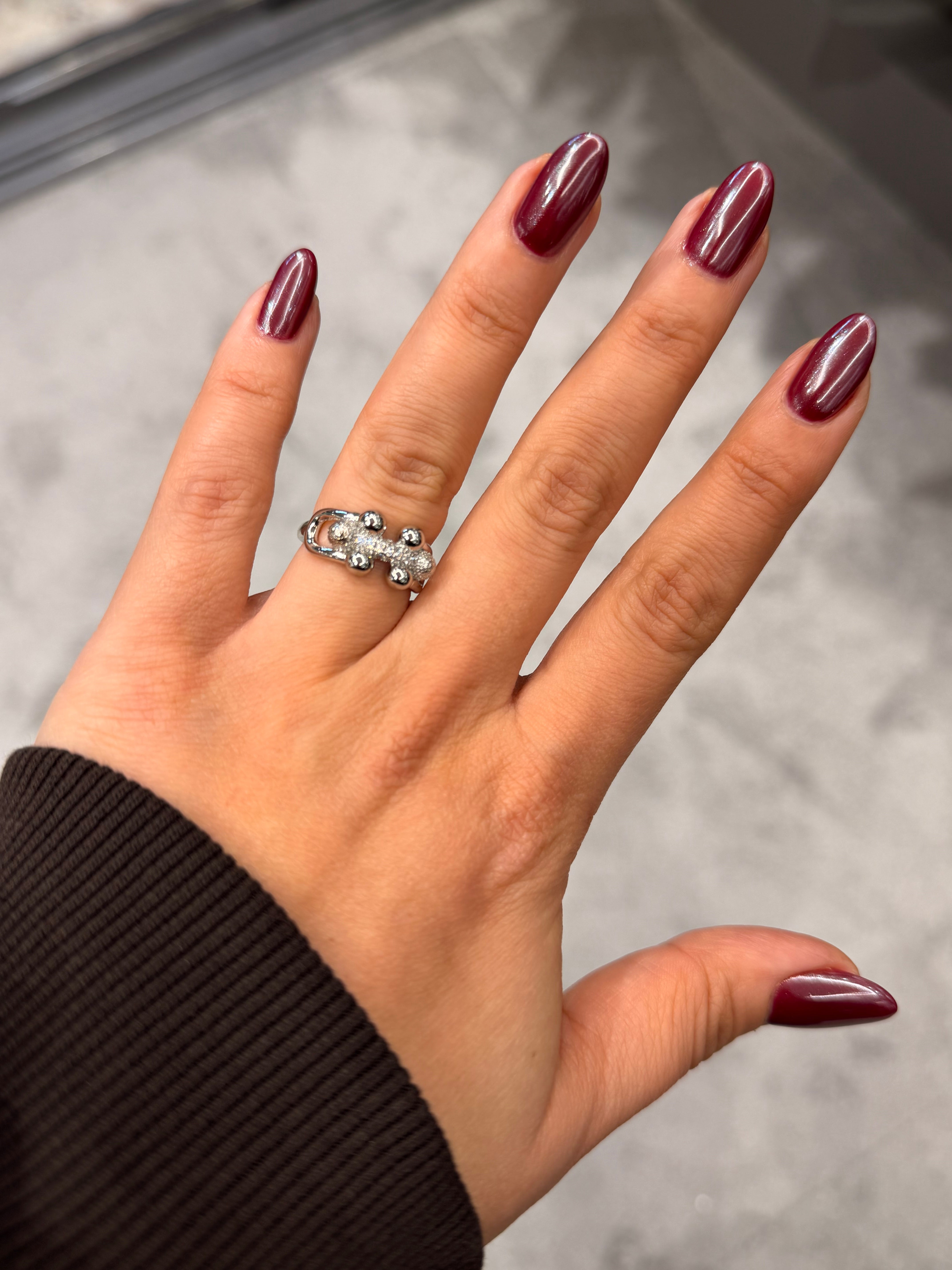 Marka Model Tasarım Taşlı Ayarlanabilir Yüzük Silver Ürün ikincil görseli