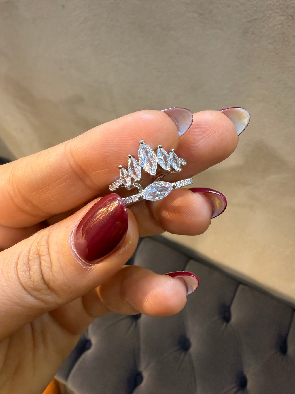 Çift Yüzük Görünümlü Pırlanta Tac Model Ayarlanabilir Yüzük