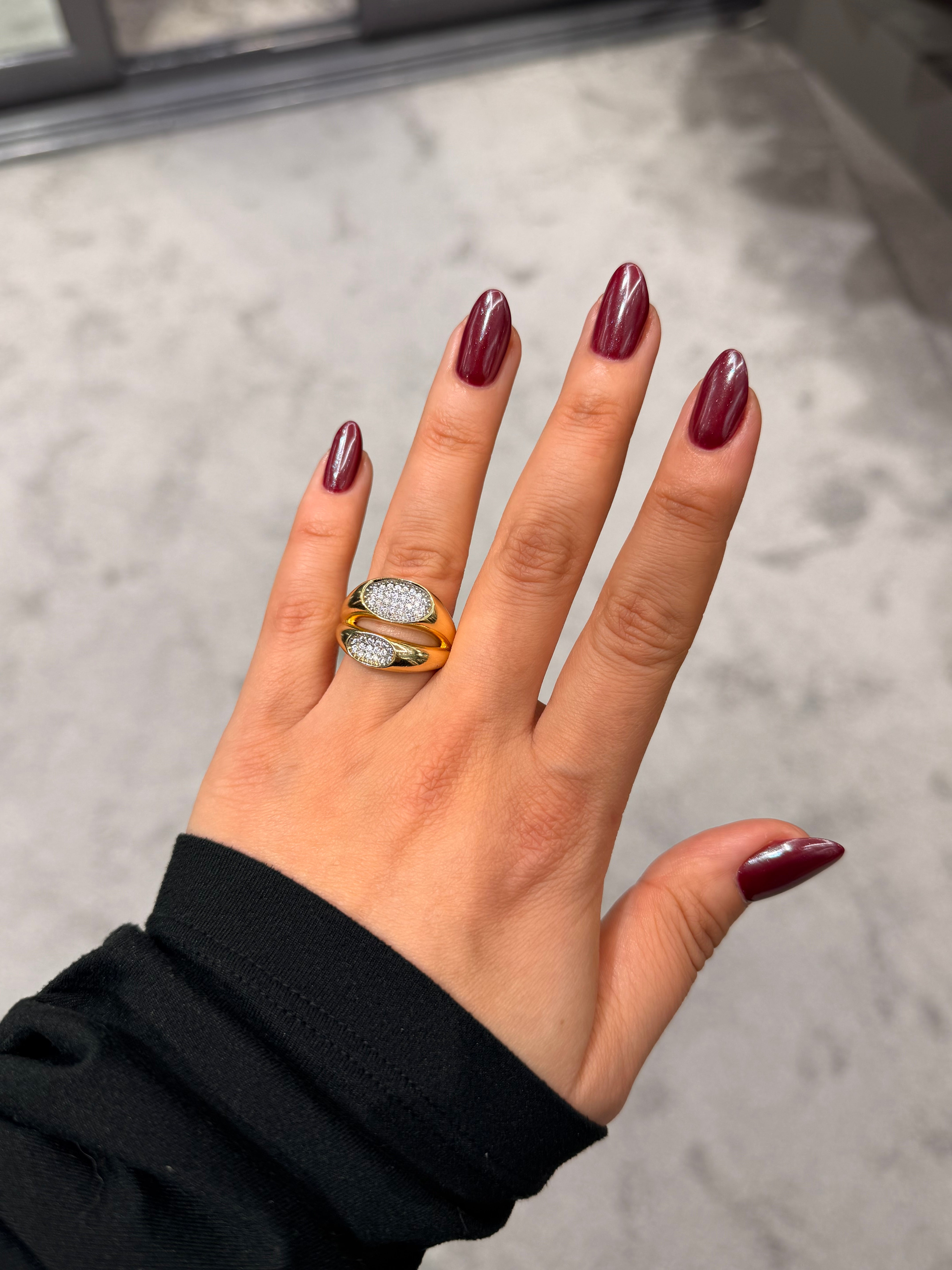 Çift Taşlı Tasarım Ayarlanabilir Yüzük Ürün ana görseli