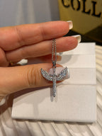 Taşlı Büyük Anka Kuşu Şans Kolyesi Silver