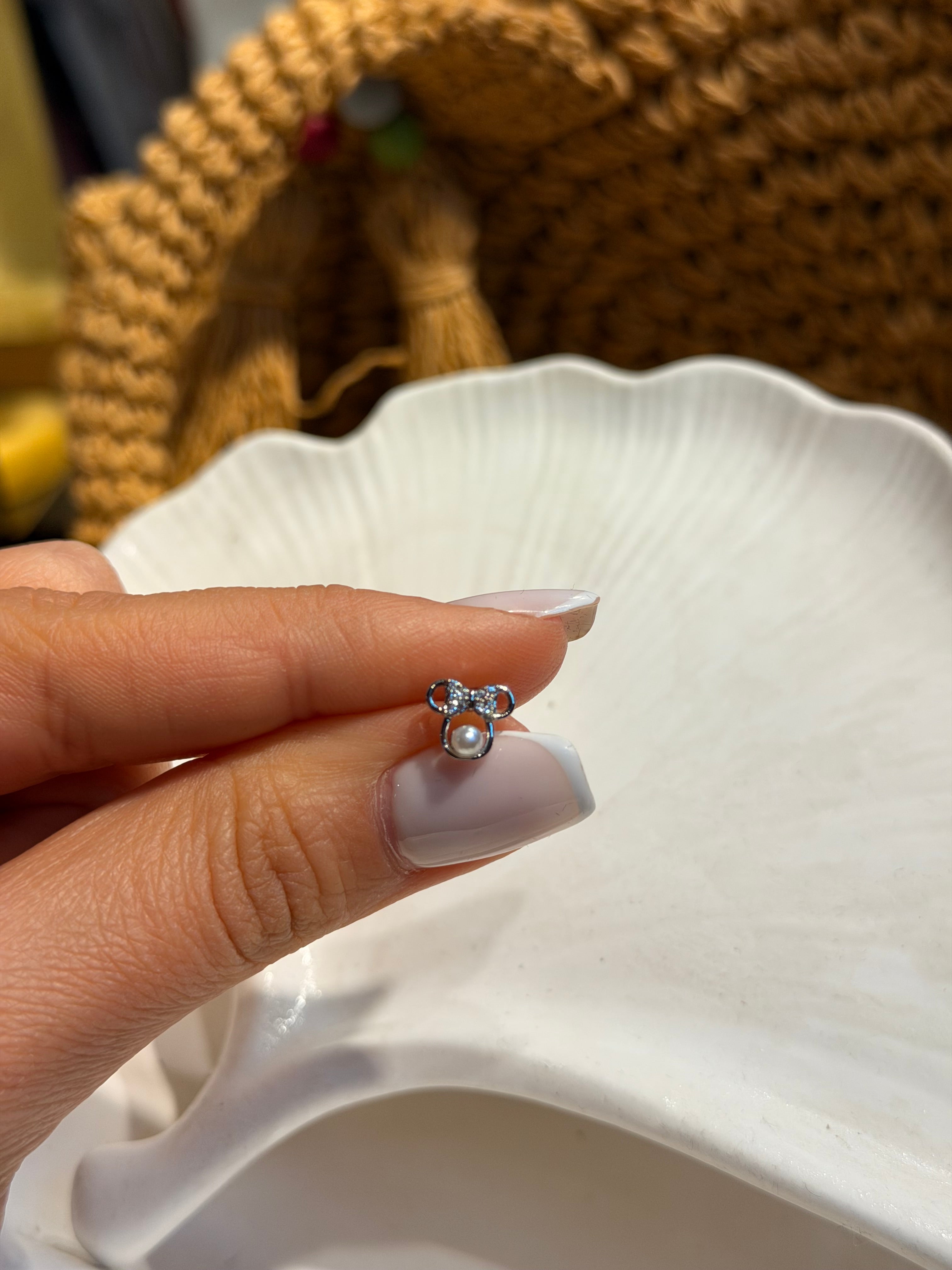 İncili Mickey Model Cerrahi Piercing Silver