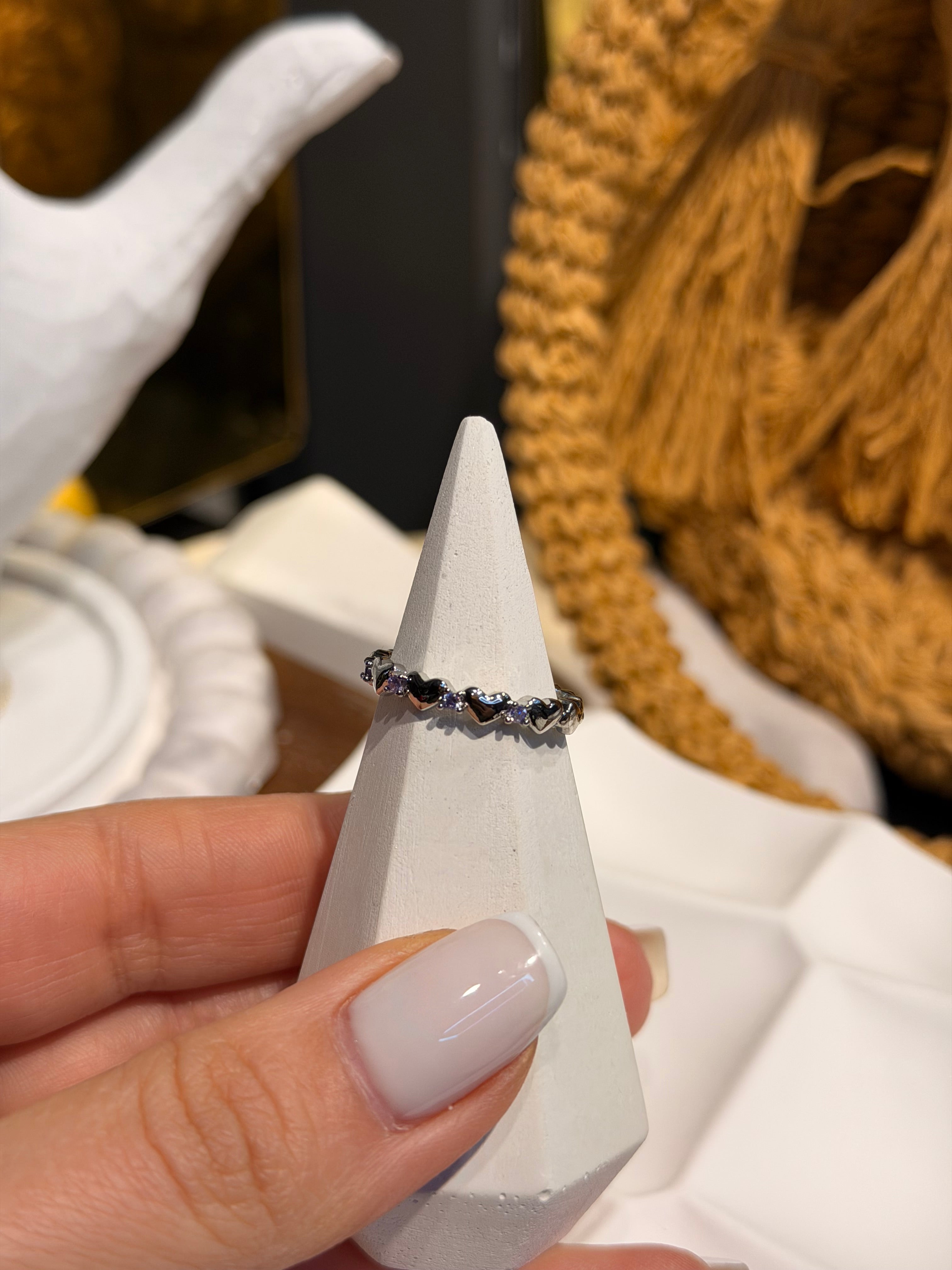 Mini Kalp Model Ayarlanabilir Yüzük Silver Ürün ikincil görseli