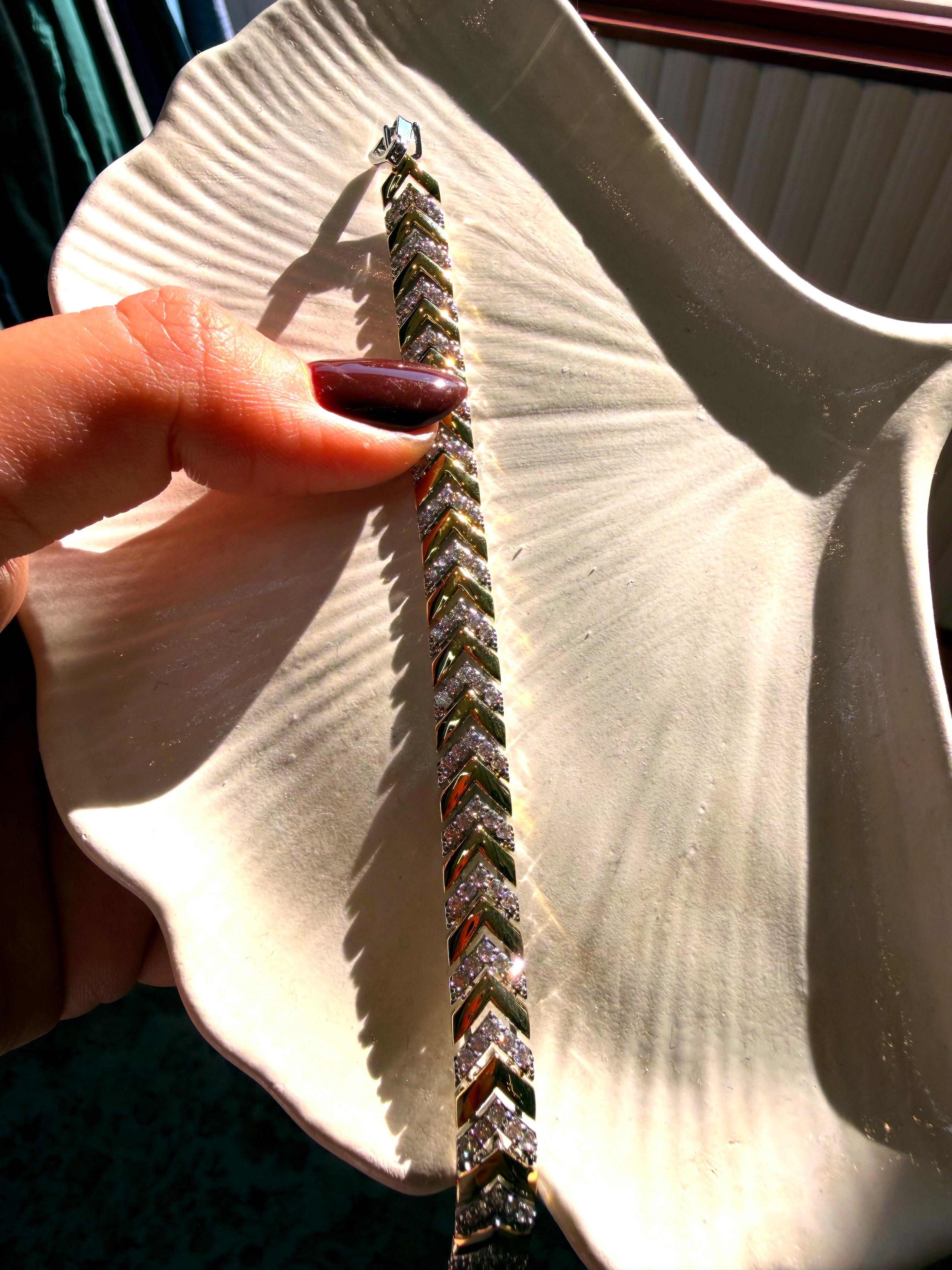 Xuping Seri Altın Gümüş Pırlanta Taşlı Balık Sırtı Bileklik