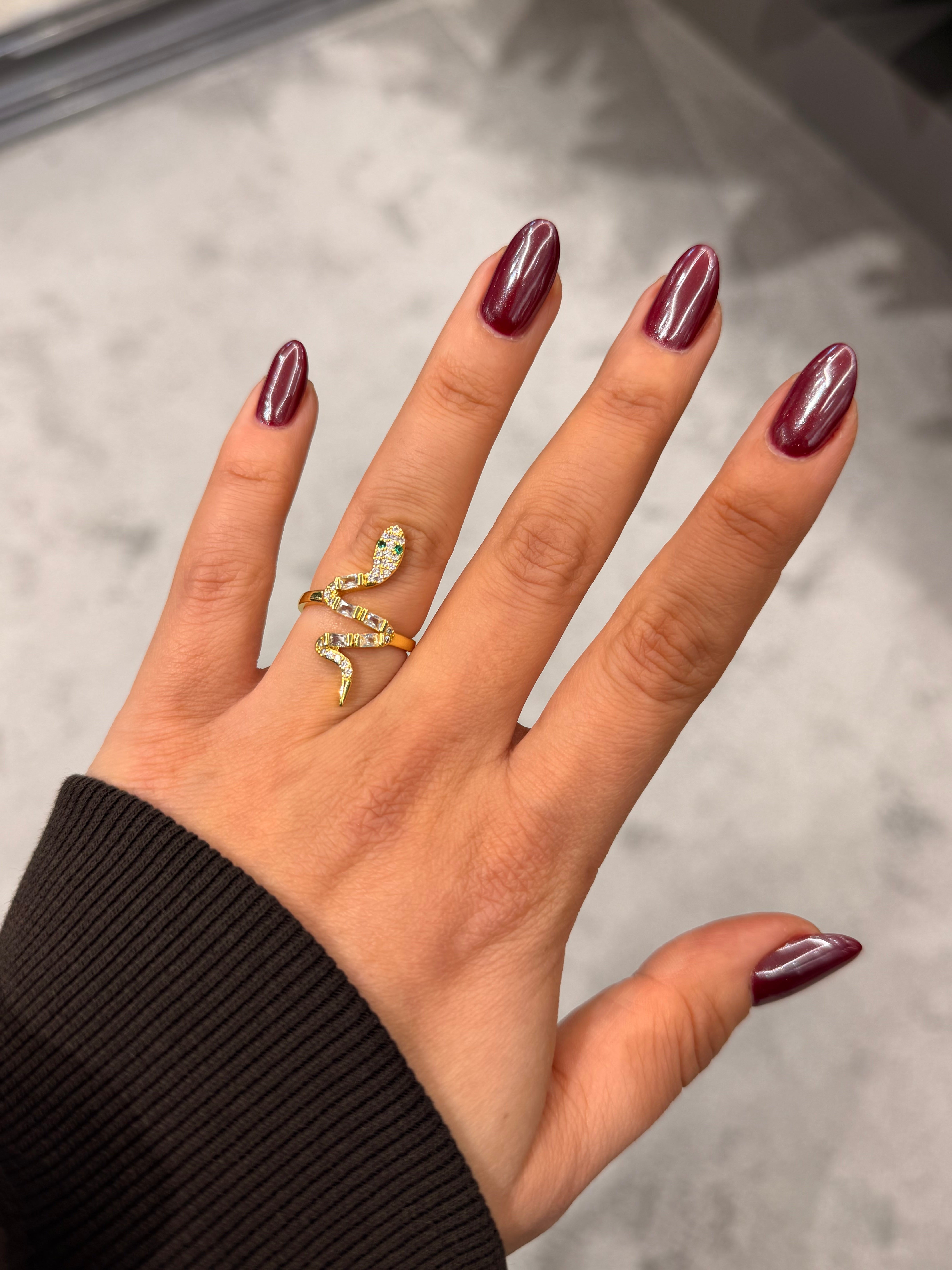 Taşlı Yılan Model Ayarlanabilir Yüzük Gold Ürün ikincil görseli