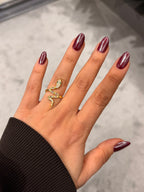 Taşlı Yılan Model Ayarlanabilir Yüzük Gold